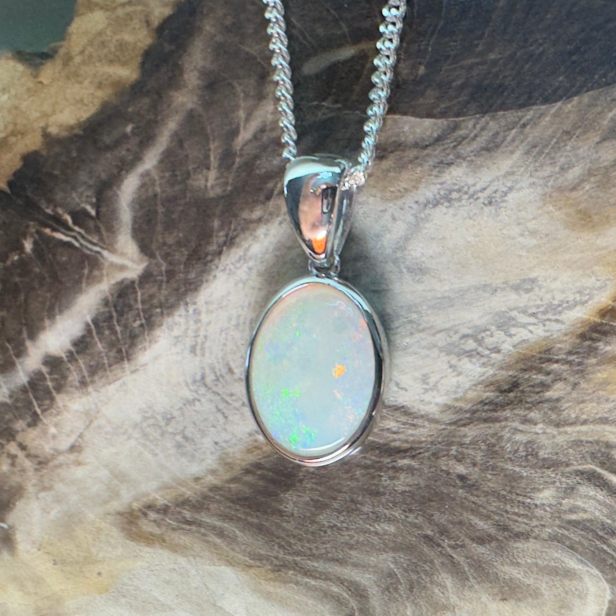Nullarbor Dawnlight ~ 1.75ct Coober Pedy Opal 925 Silver Pendant