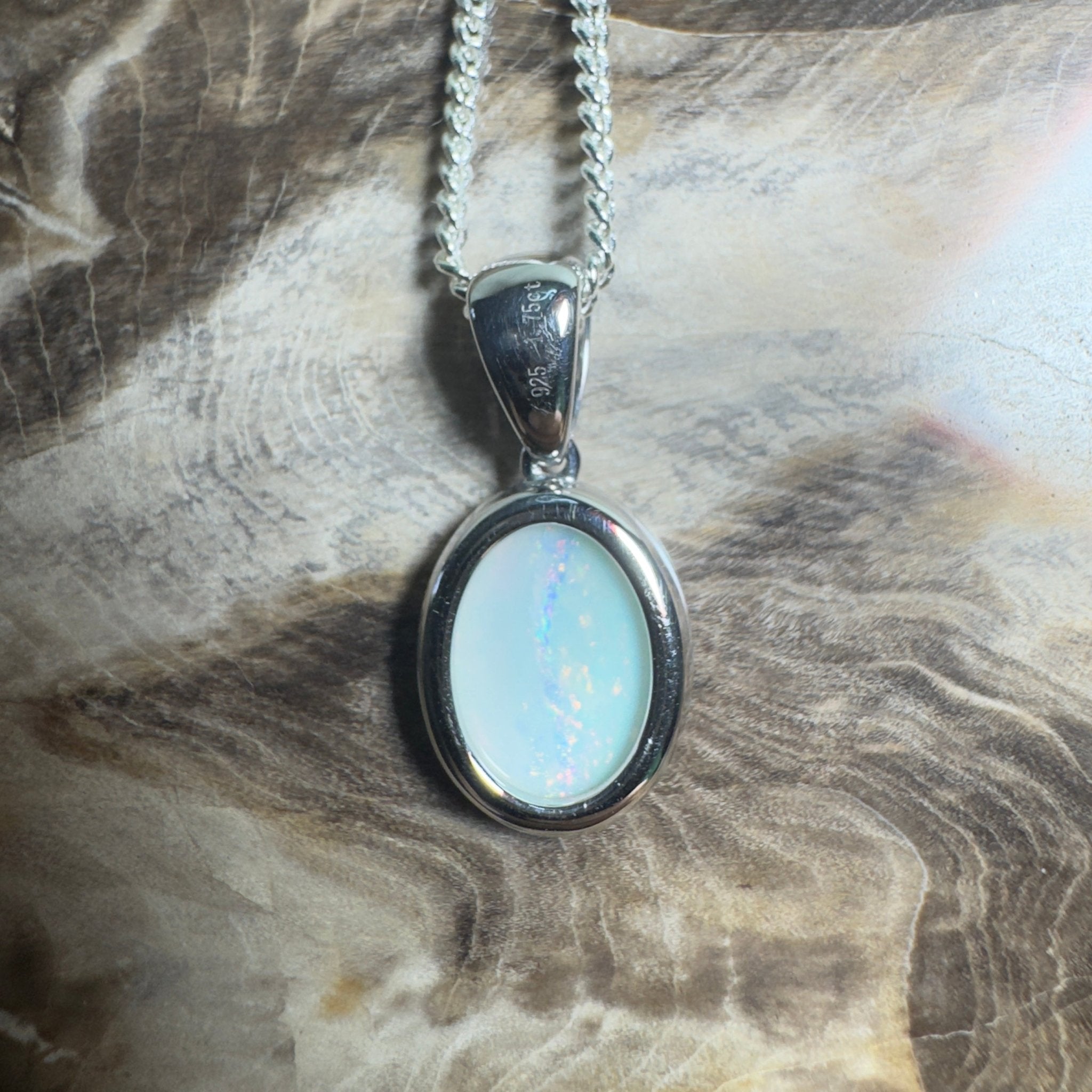 Nullarbor Dawnlight ~ 1.75ct Coober Pedy Opal 925 Silver Pendant