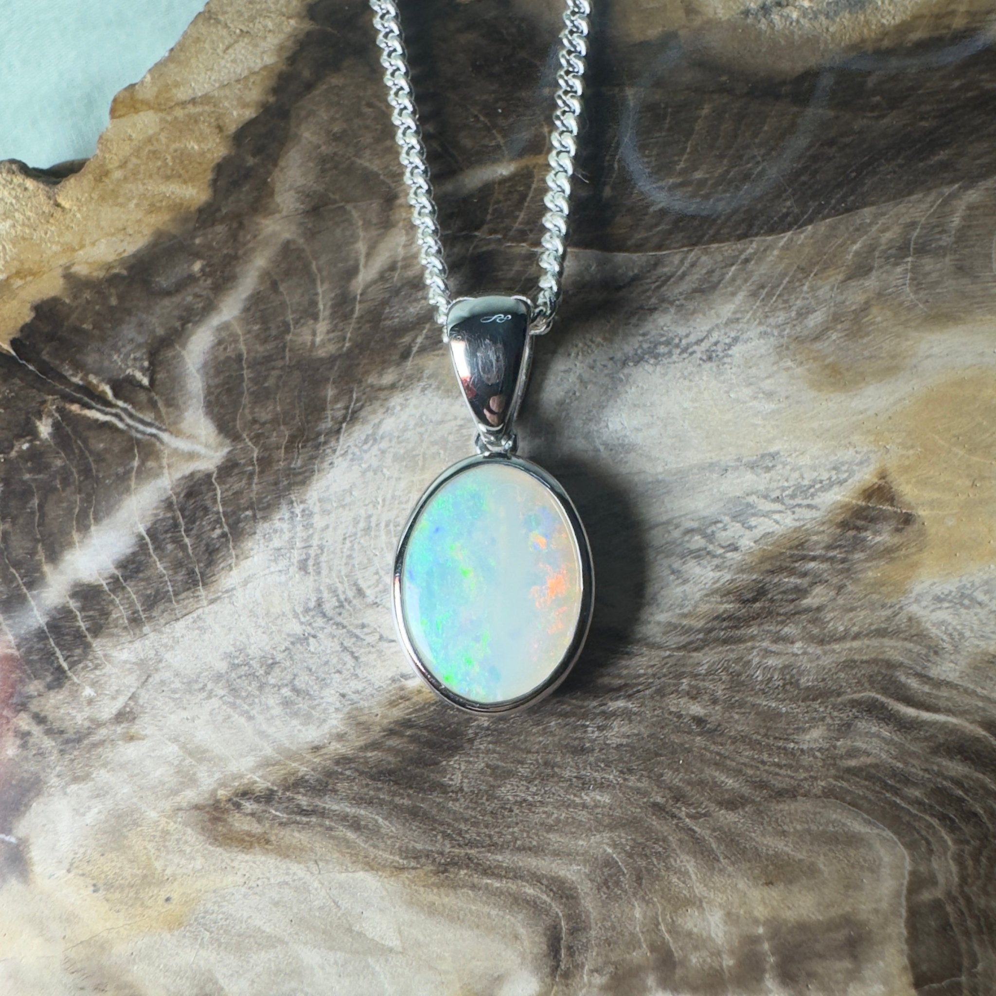 Nullarbor Dawnlight ~ 1.75ct Coober Pedy Opal 925 Silver Pendant
