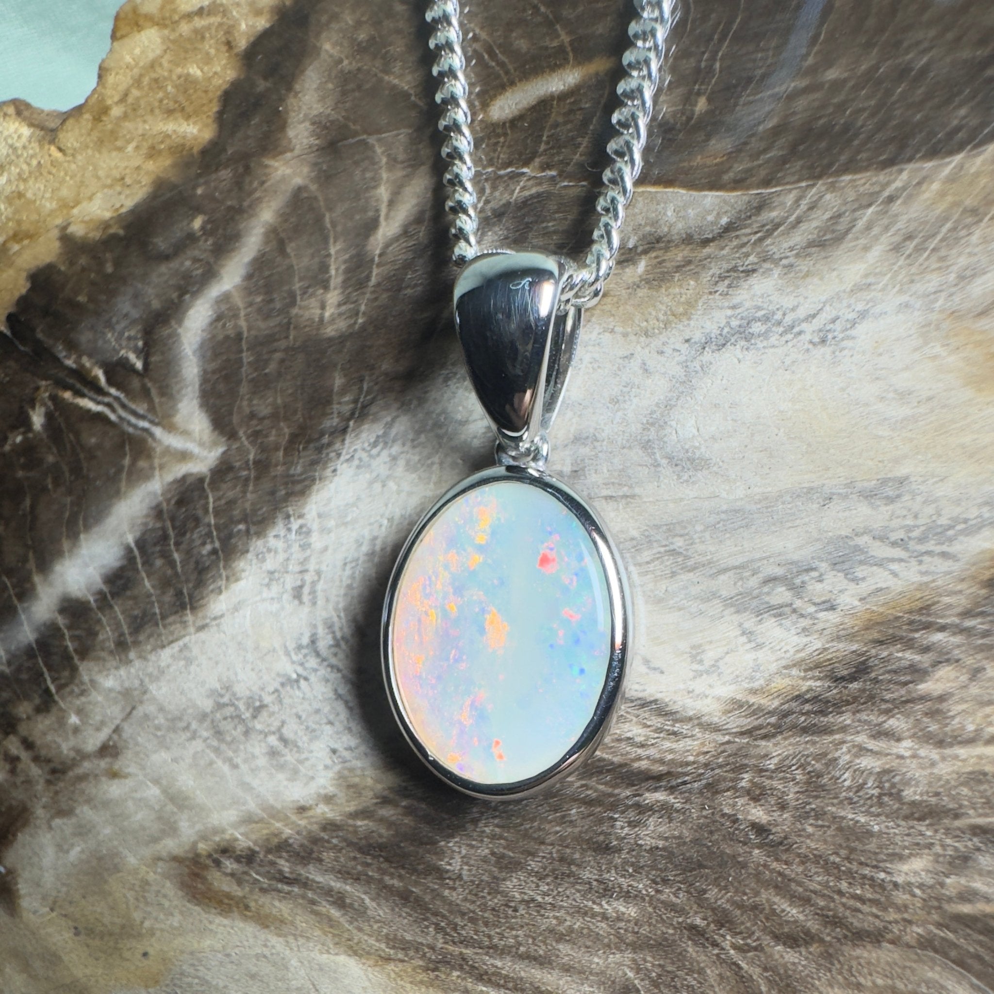 Nullarbor Dawnlight ~ 1.75ct Coober Pedy Opal 925 Silver Pendant