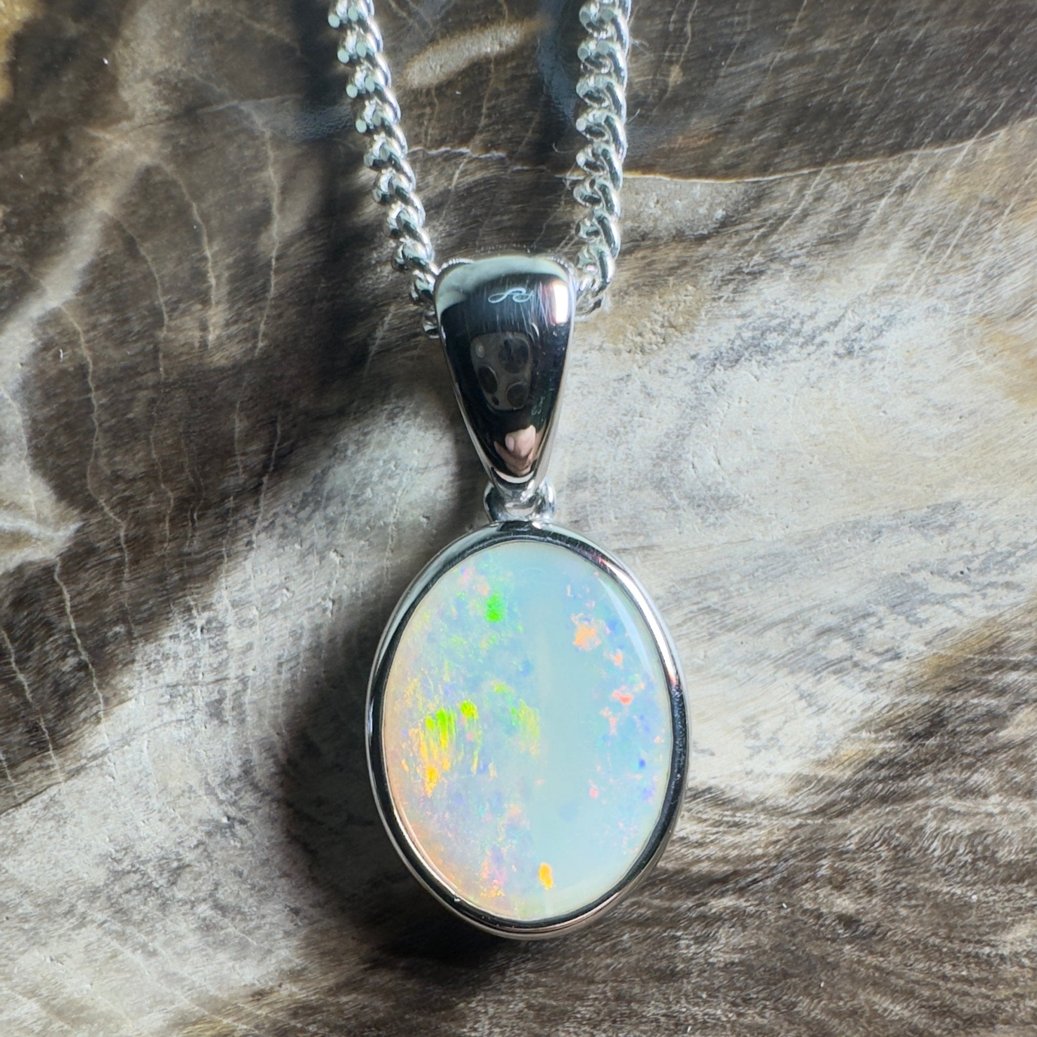 Nullarbor Dawnlight ~ 1.75ct Coober Pedy Opal 925 Silver Pendant