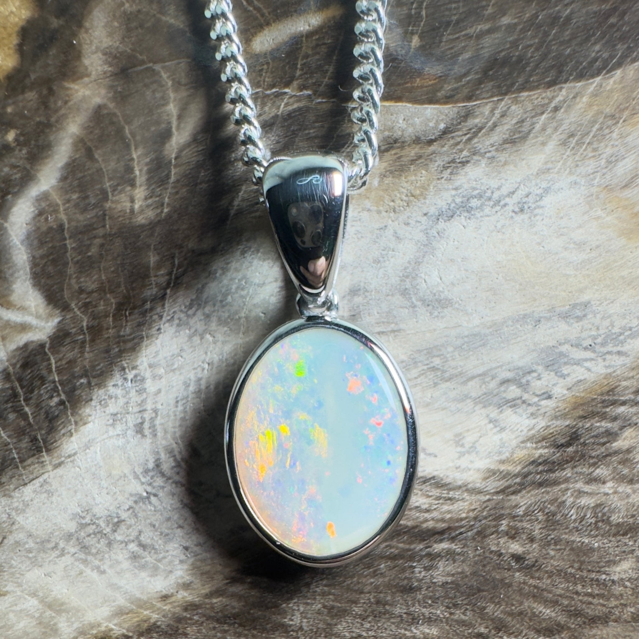 Nullarbor Dawnlight ~ 1.75ct Coober Pedy Opal 925 Silver Pendant