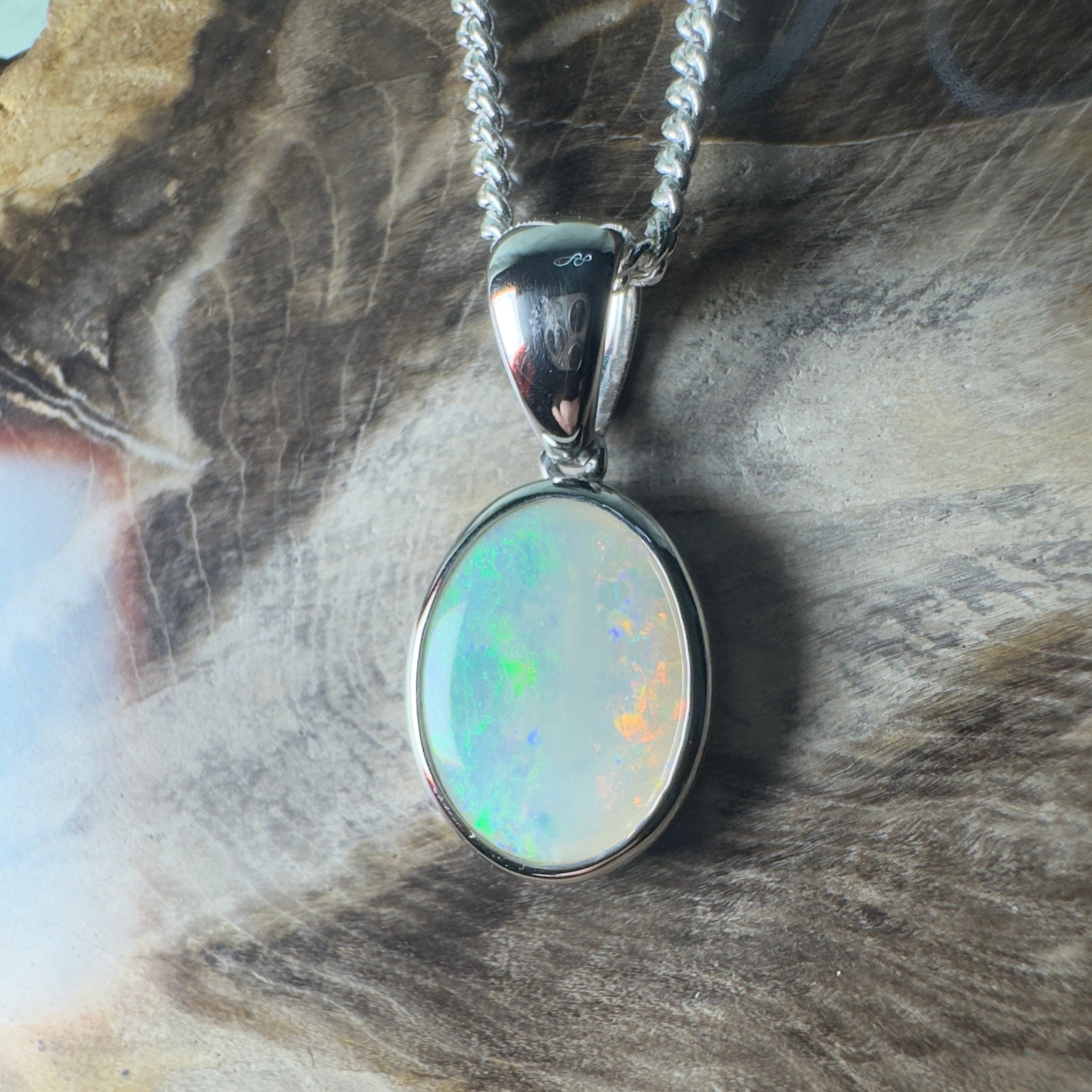 Nullarbor Dawnlight ~ 1.75ct Coober Pedy Opal 925 Silver Pendant