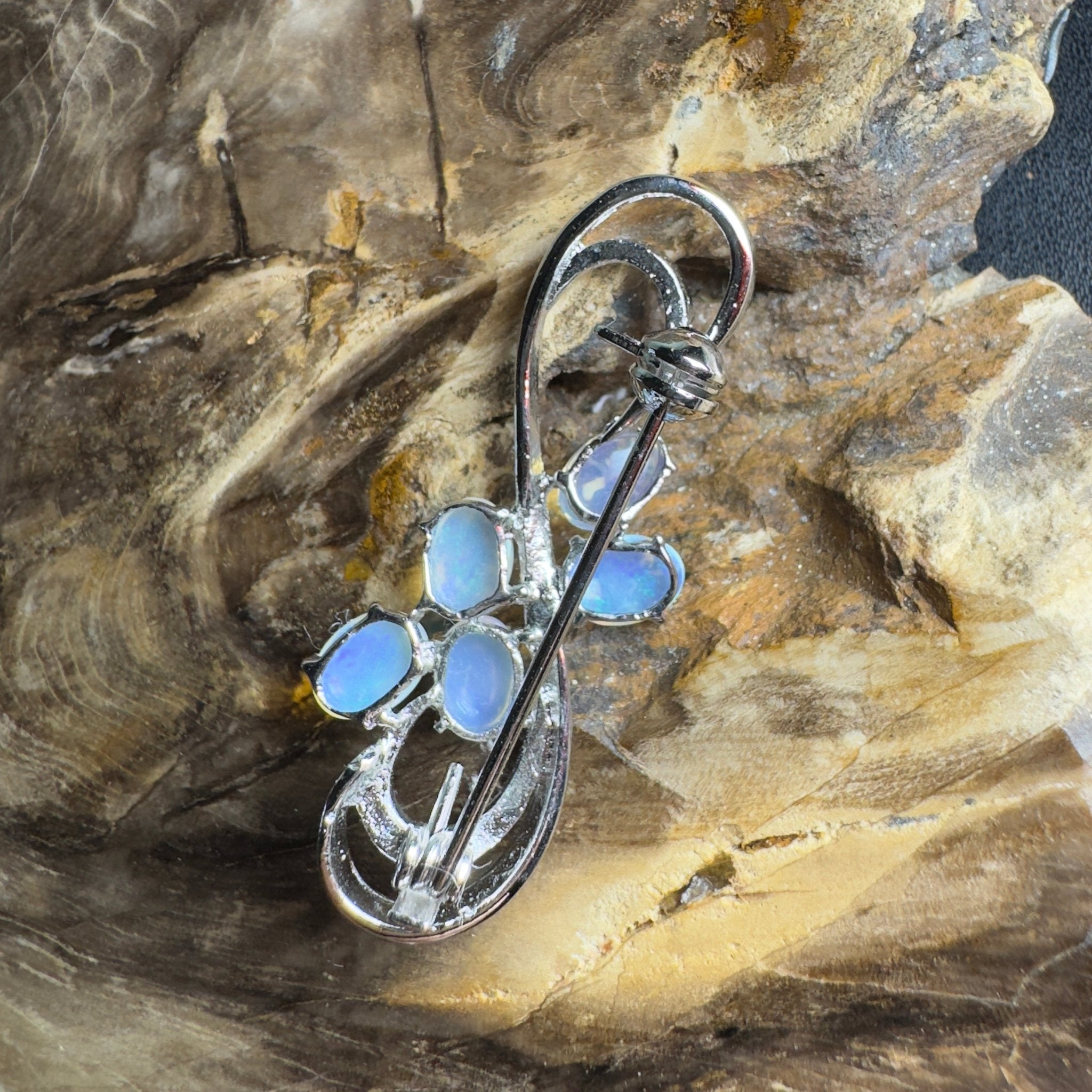 Ocean Crest - 2.5ct Lightning Ridge Opal 925 Silver Brooch