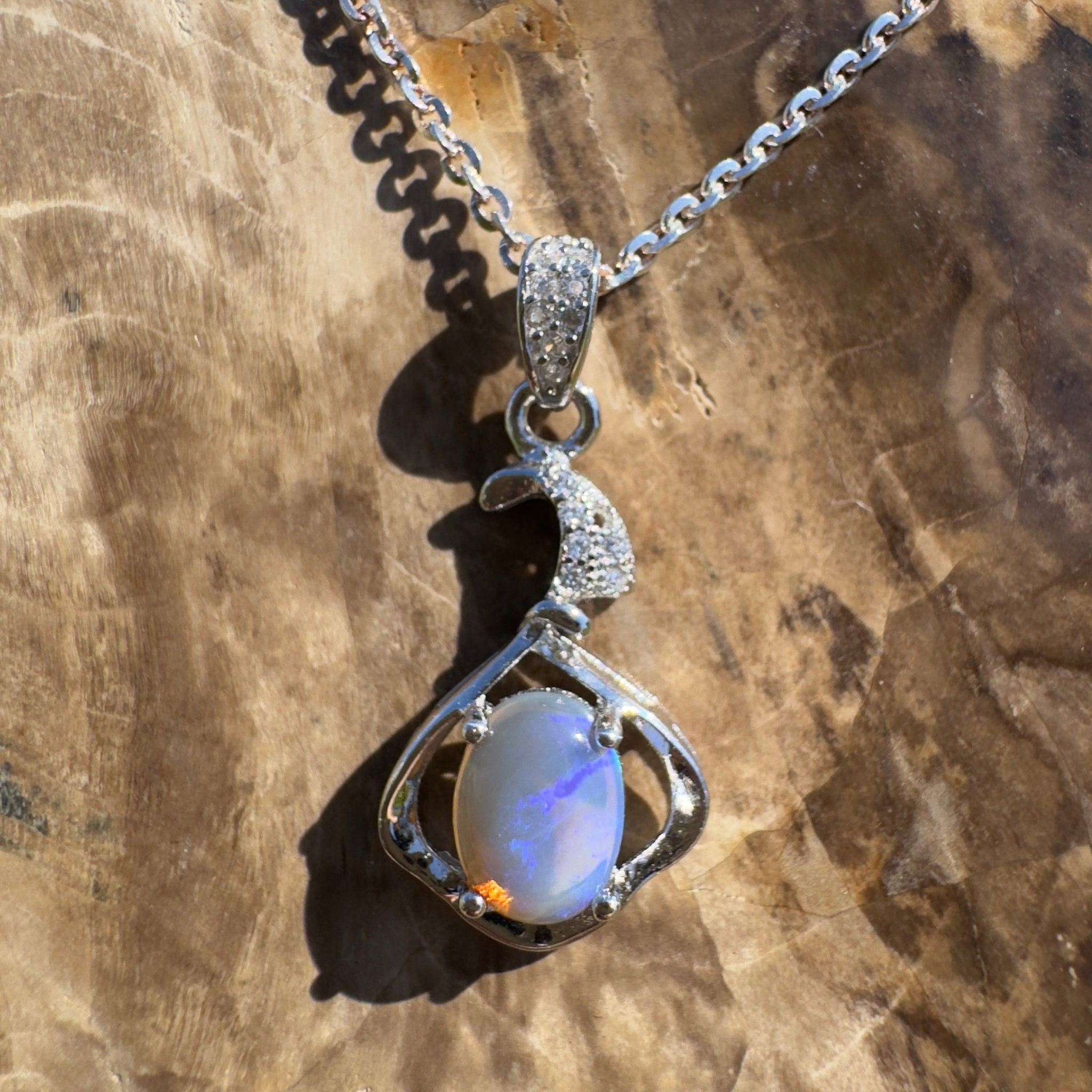 Ocean Road Afterlight ~ 0.8ct Lightning Ridge Opal 925 Silver Pendant