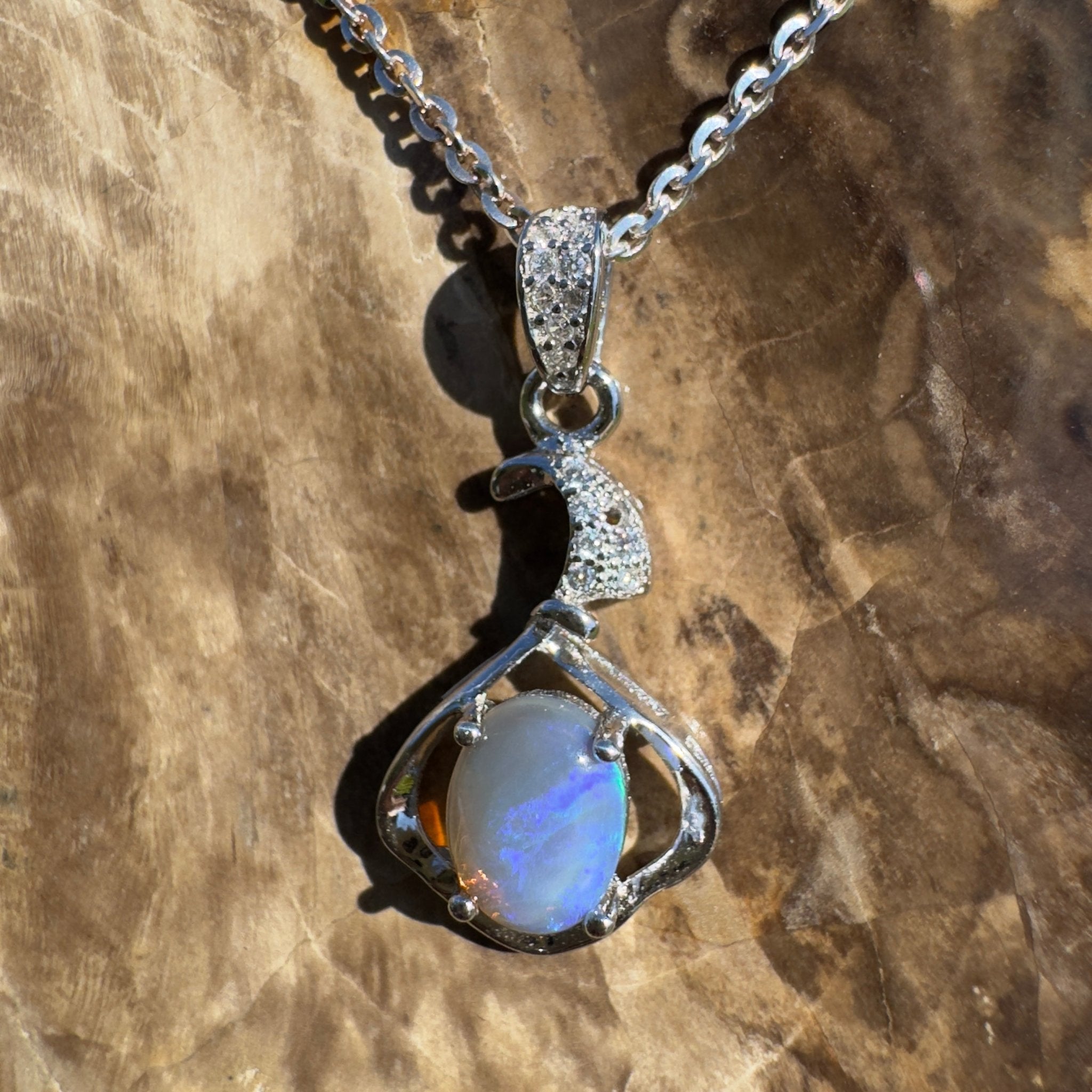 Ocean Road Afterlight ~ 0.8ct Lightning Ridge Opal 925 Silver Pendant