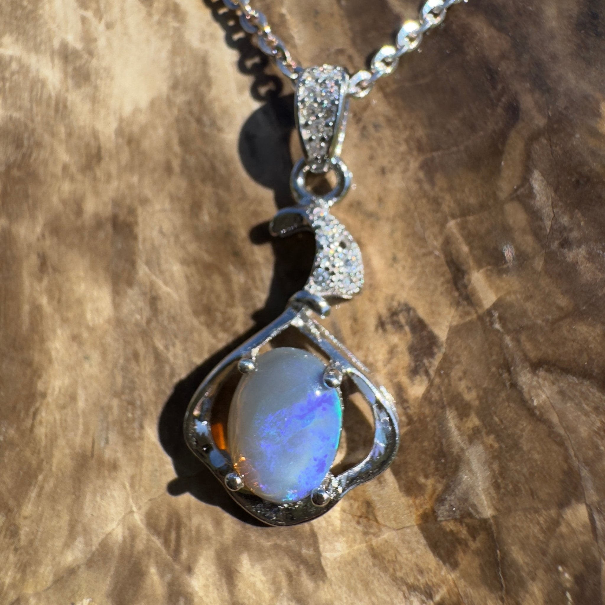 Ocean Road Afterlight ~ 0.8ct Lightning Ridge Opal 925 Silver Pendant