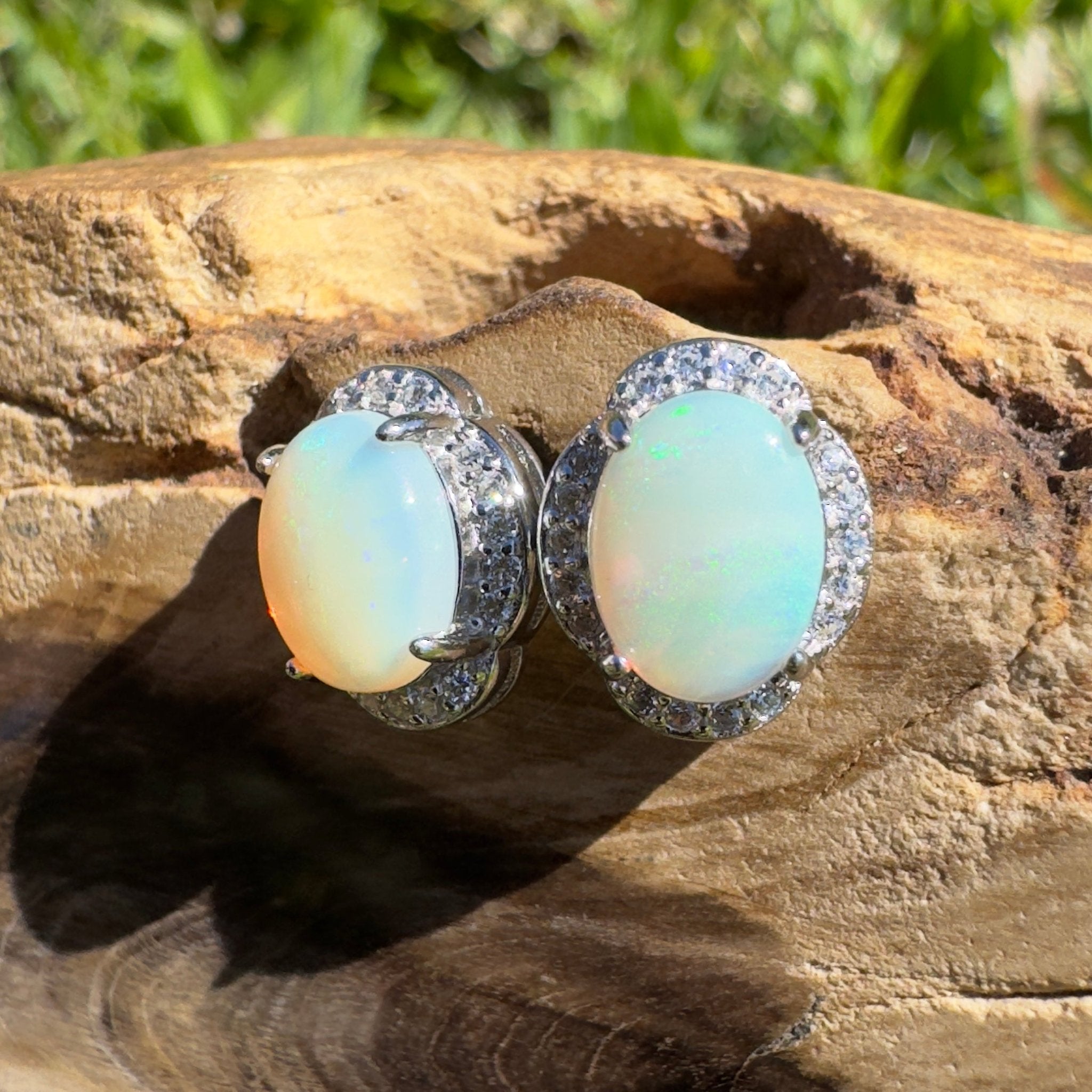 Ocean Road Mist ~ 1.4ct Solid Lightning Ridge Opal 925 Silver Earrings