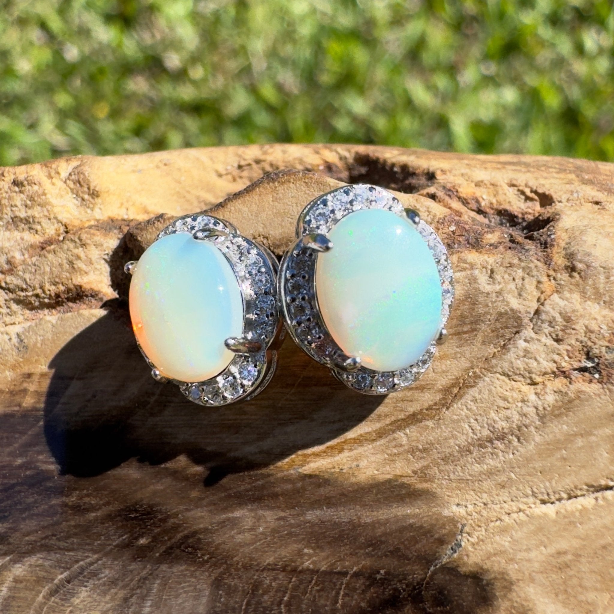 Ocean Road Mist ~ 1.4ct Solid Lightning Ridge Opal 925 Silver Earrings