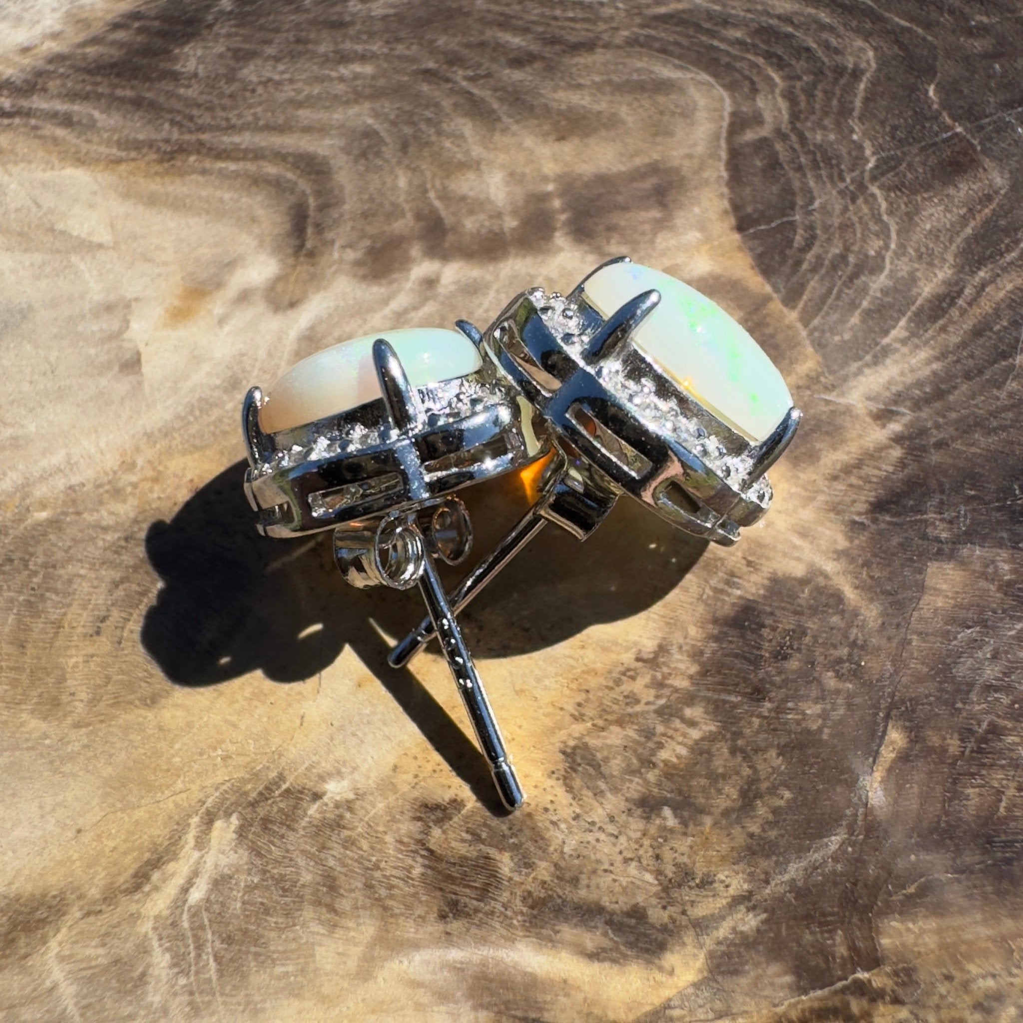 Ocean Road Mist ~ 1.4ct Solid Lightning Ridge Opal 925 Silver Earrings