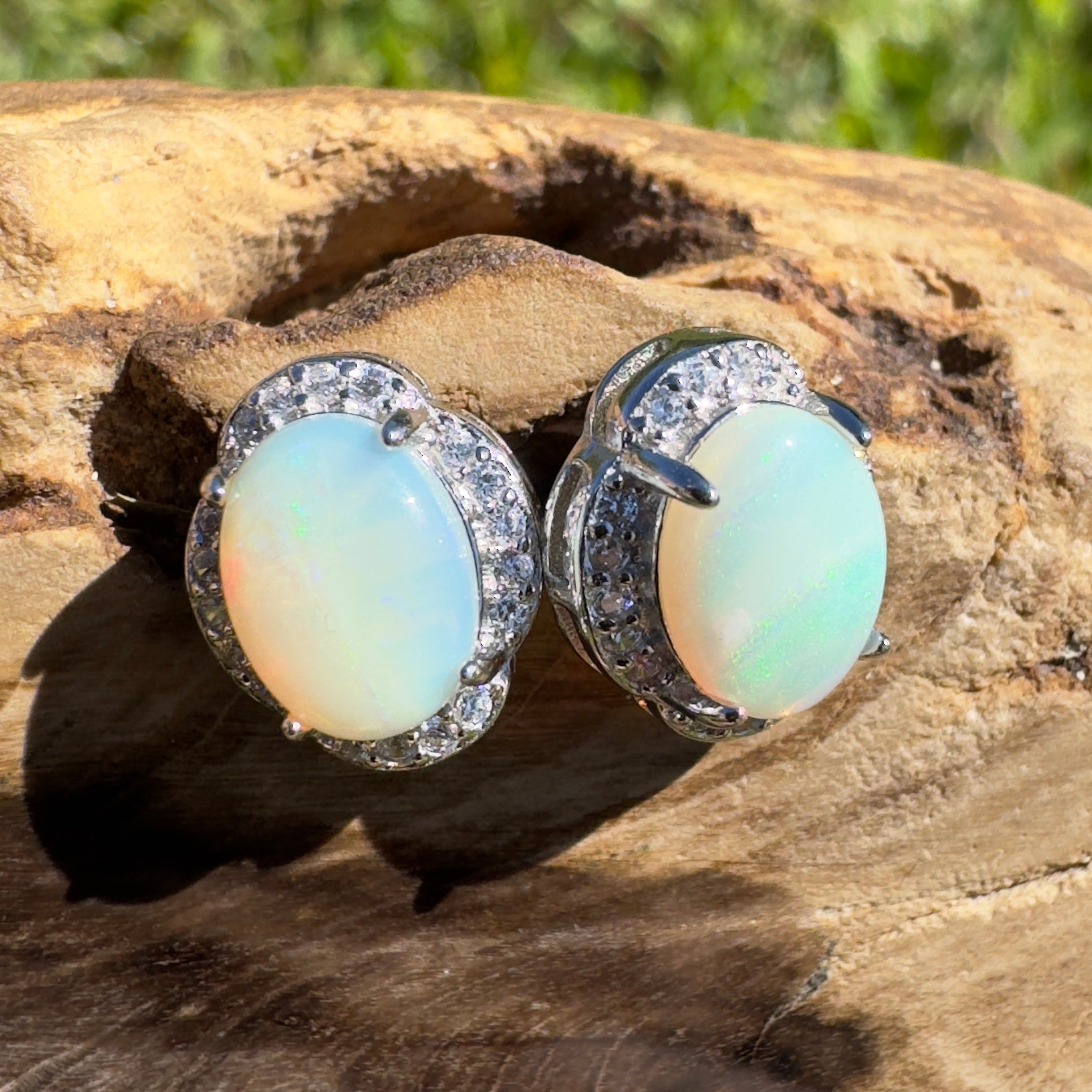 Ocean Road Mist ~ 1.4ct Solid Lightning Ridge Opal 925 Silver Earrings