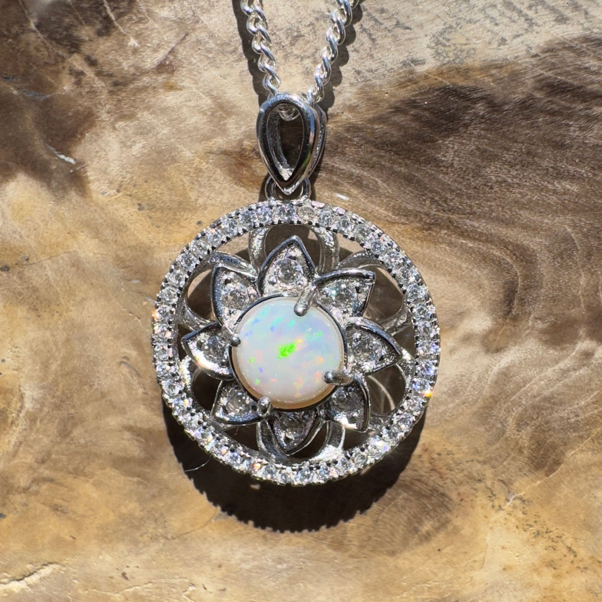 Oodla Wirra Calm ~ 0.8ct Coober Pedy Opal 925 Silver Calming Spinner Pendant