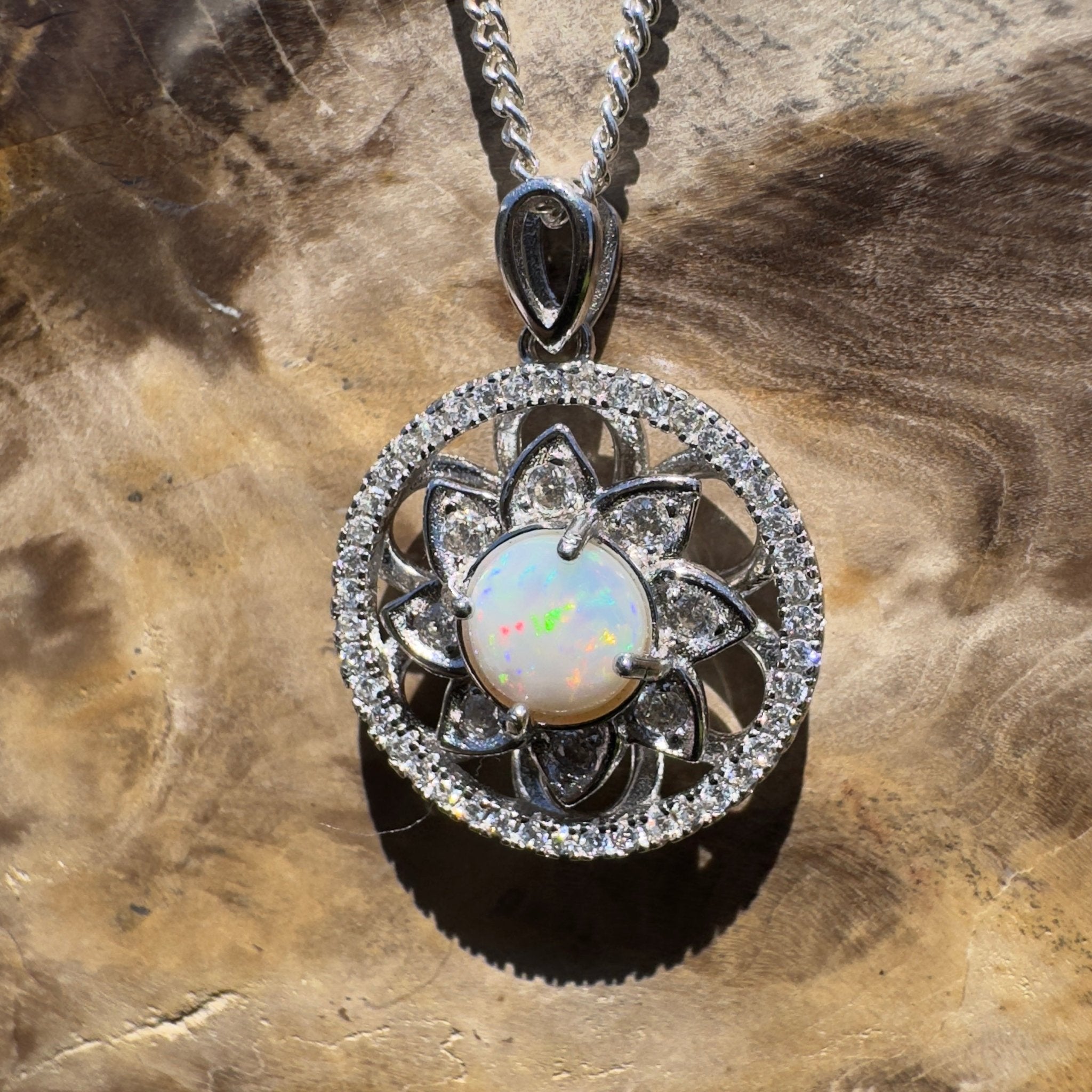 Oodla Wirra Calm ~ 0.8ct Coober Pedy Opal 925 Silver Calming Spinner Pendant