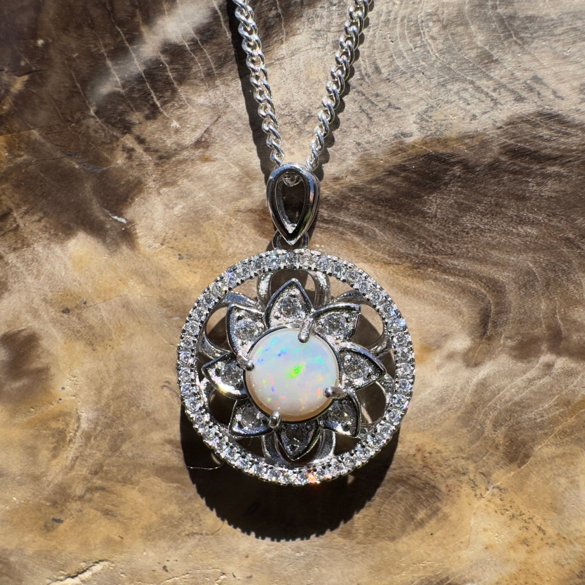 Oodla Wirra Calm ~ 0.8ct Coober Pedy Opal 925 Silver Calming Spinner Pendant