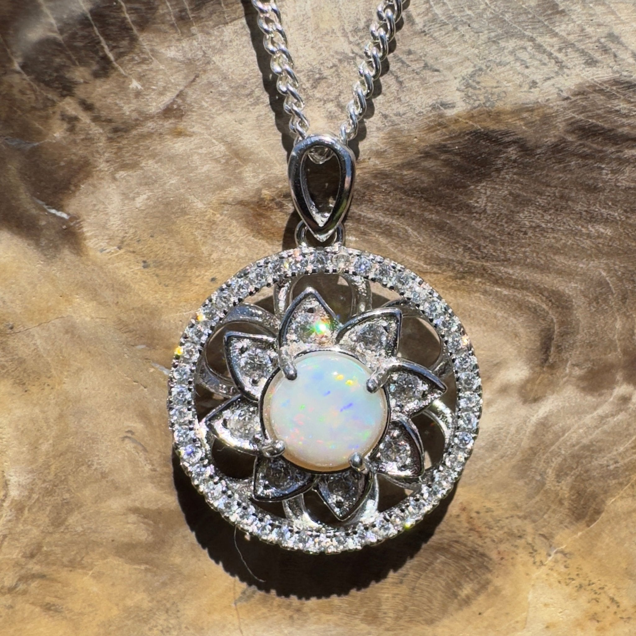 Oodla Wirra Calm ~ 0.8ct Coober Pedy Opal 925 Silver Calming Spinner Pendant