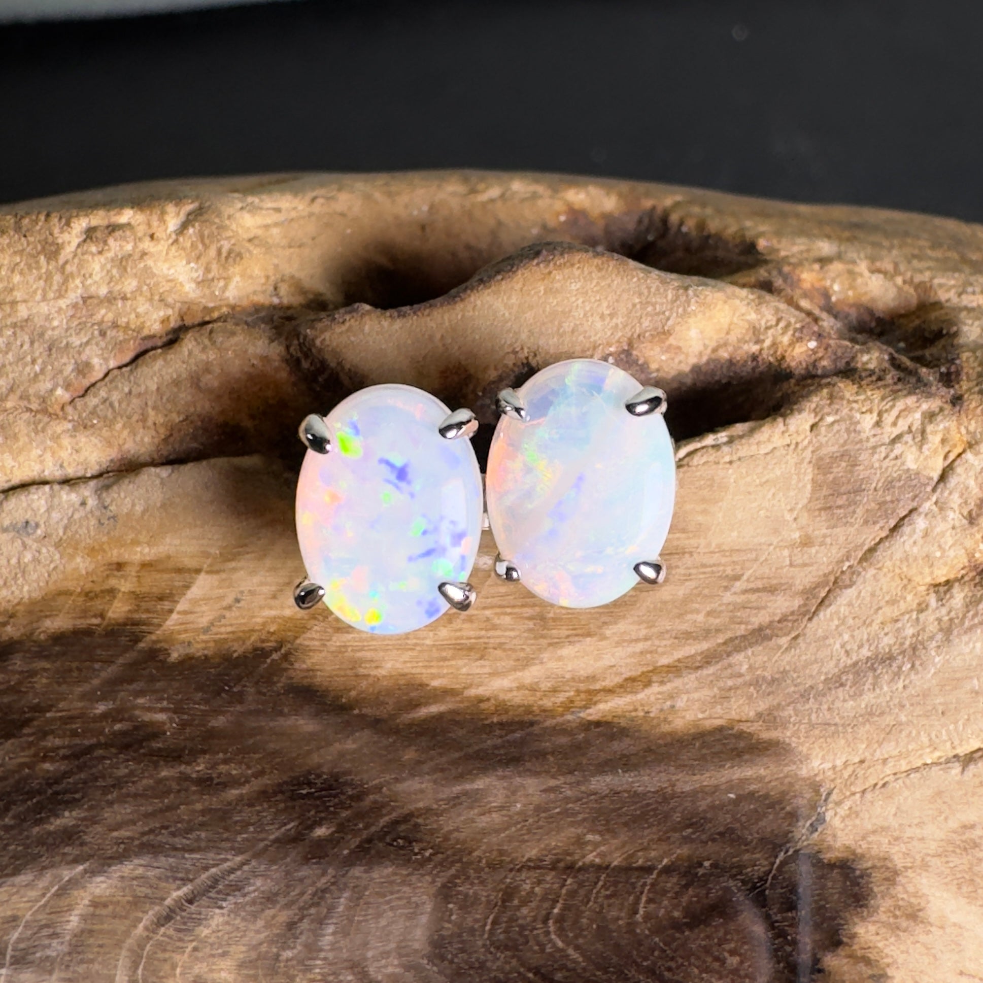 Oodna Glow Studs - 1.6ct Coober Pedy Opal 925 Silver Earrings