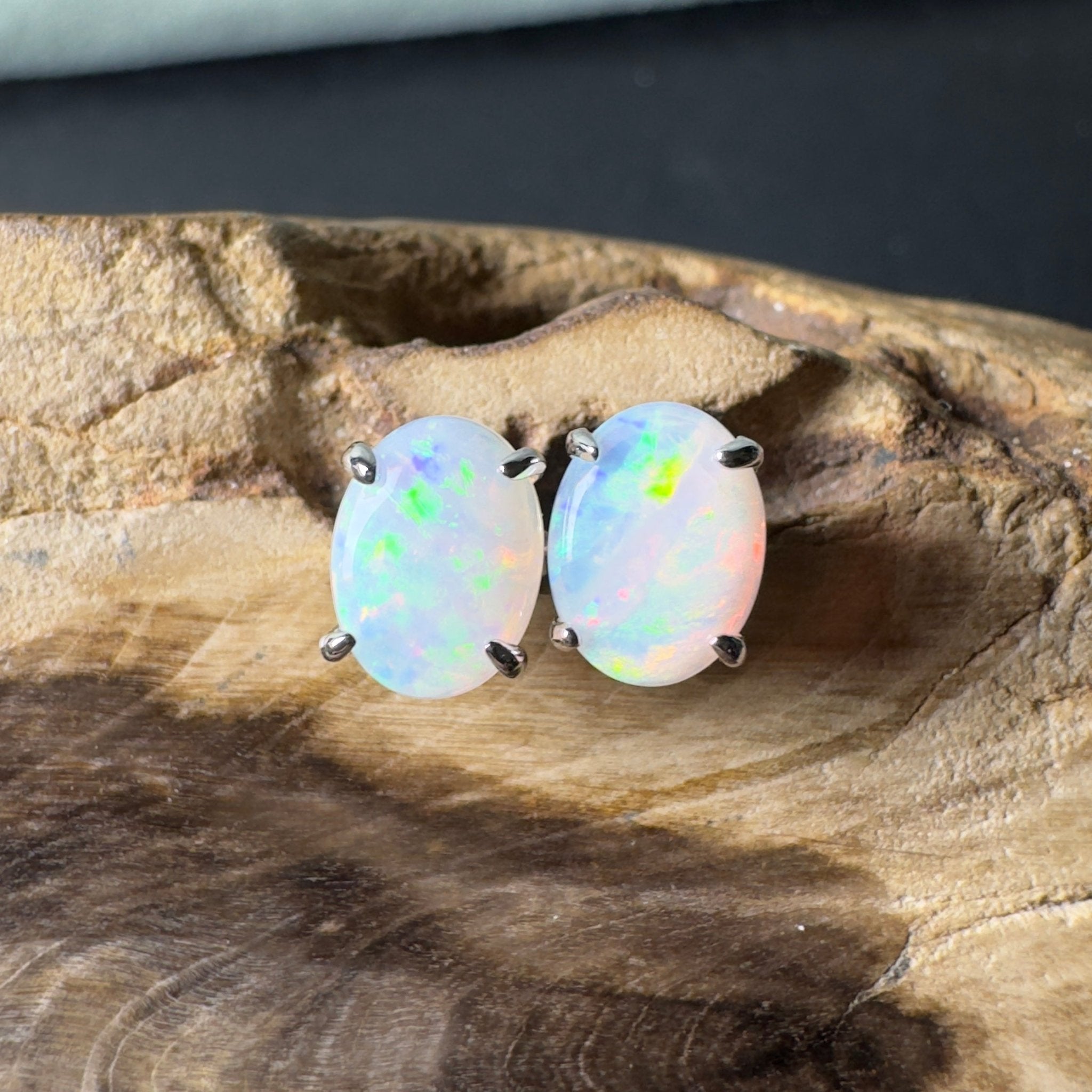 Oodna Glow Studs - 1.6ct Coober Pedy Opal 925 Silver Earrings