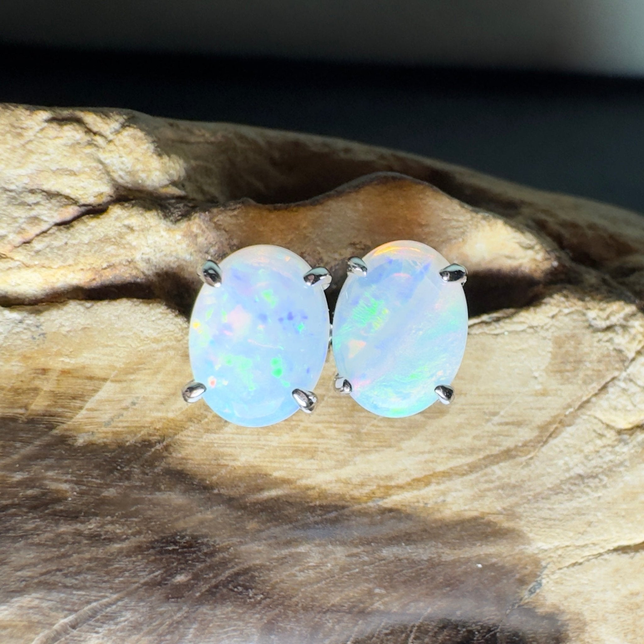 Oodna Glow Studs - 1.6ct Coober Pedy Opal 925 Silver Earrings