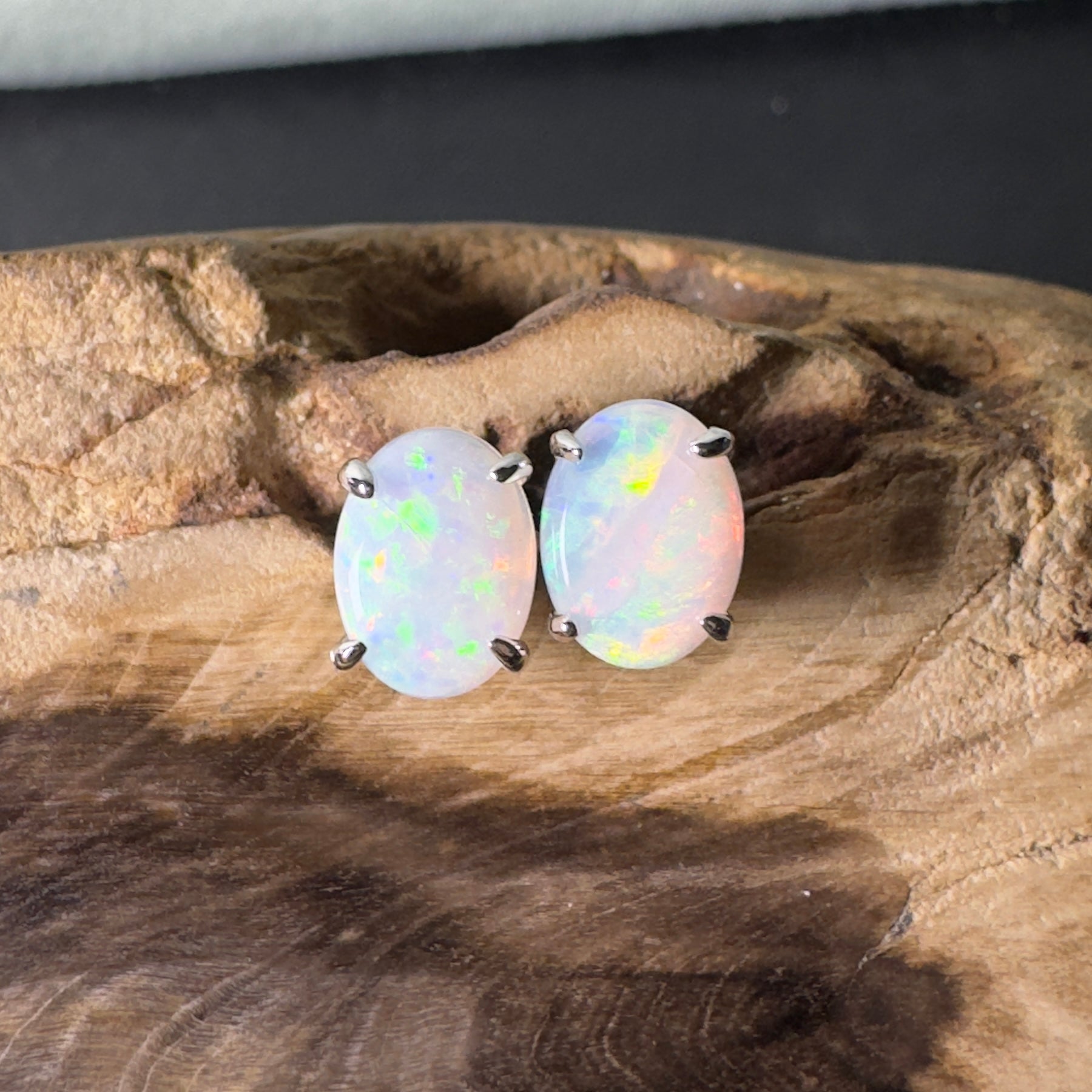 Oodna Glow Studs - 1.6ct Coober Pedy Opal 925 Silver Earrings