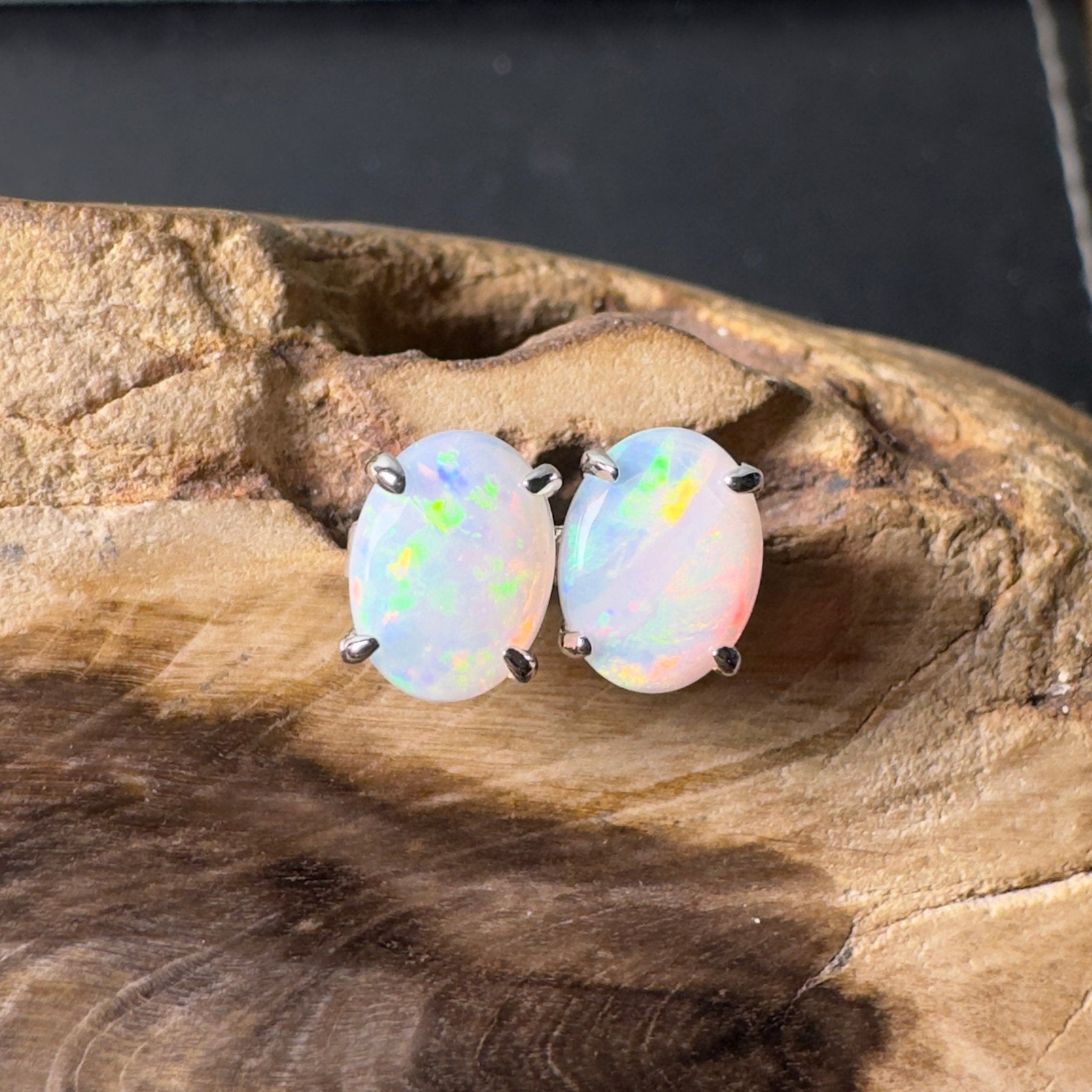 Oodna Glow Studs - 1.6ct Coober Pedy Opal 925 Silver Earrings