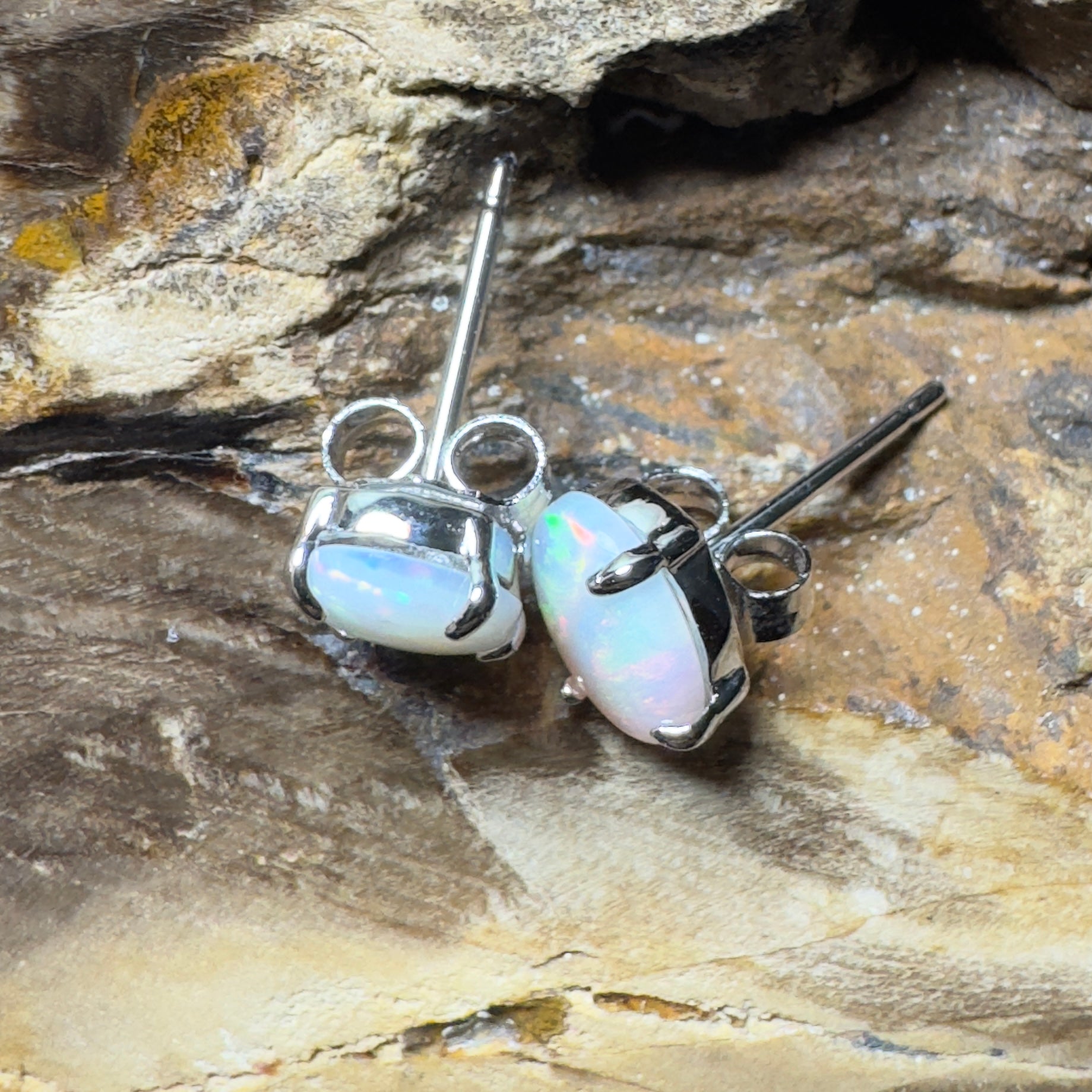 Oodna Glow Studs - 1.6ct Coober Pedy Opal 925 Silver Earrings