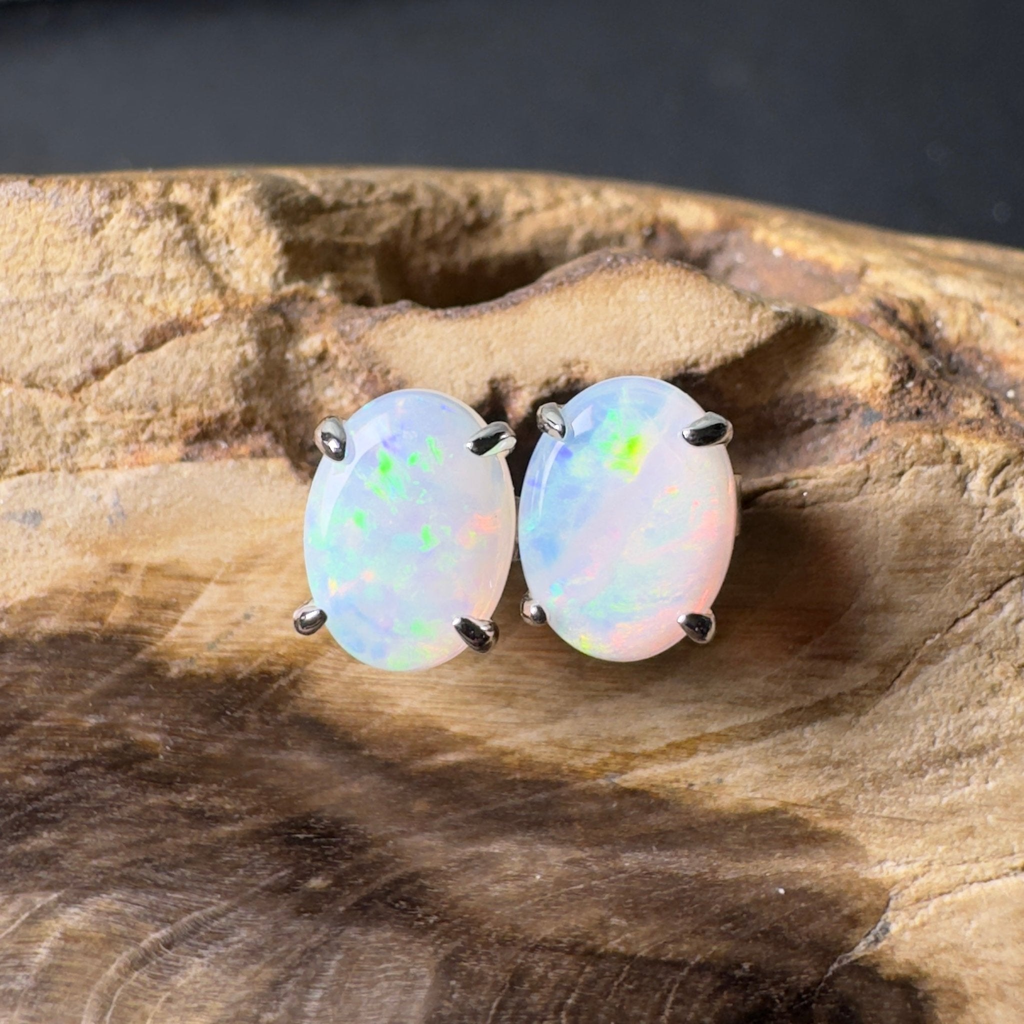 Oodna Glow Studs - 1.6ct Coober Pedy Opal 925 Silver Earrings