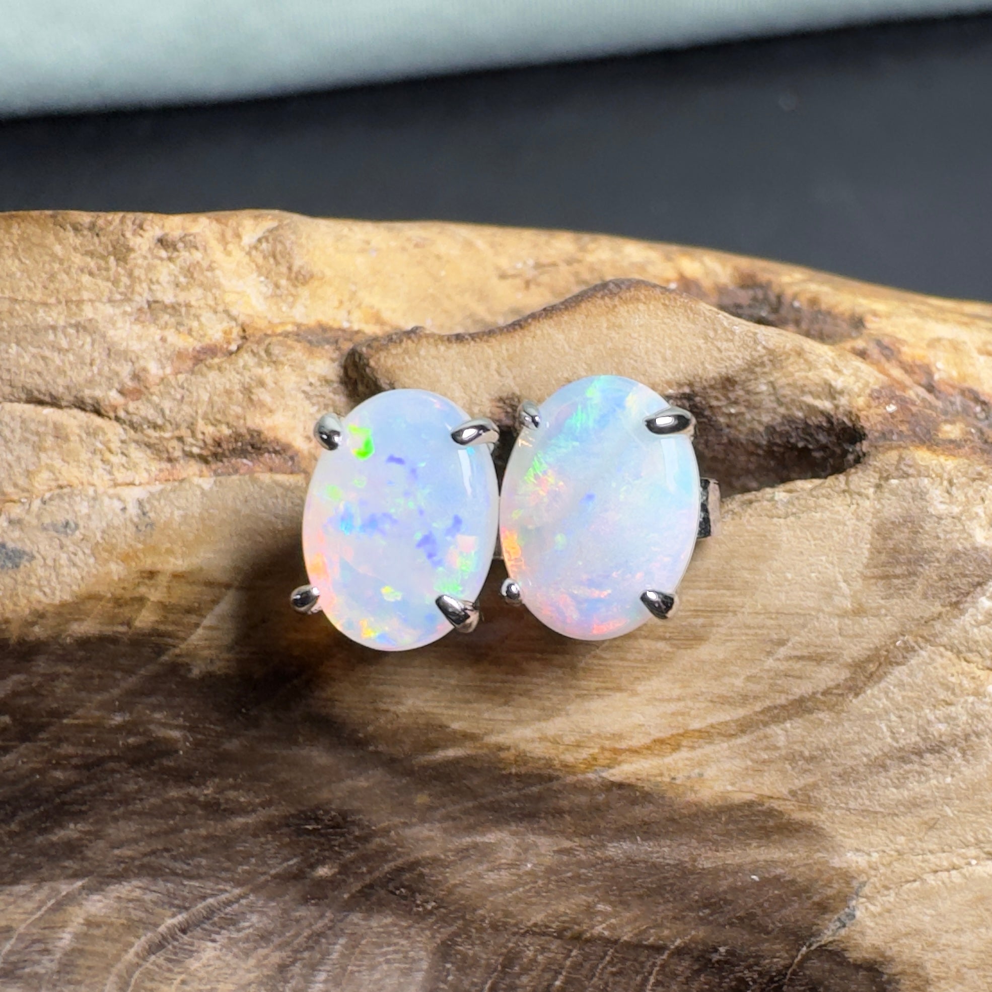 Oodna Glow Studs - 1.6ct Coober Pedy Opal 925 Silver Earrings