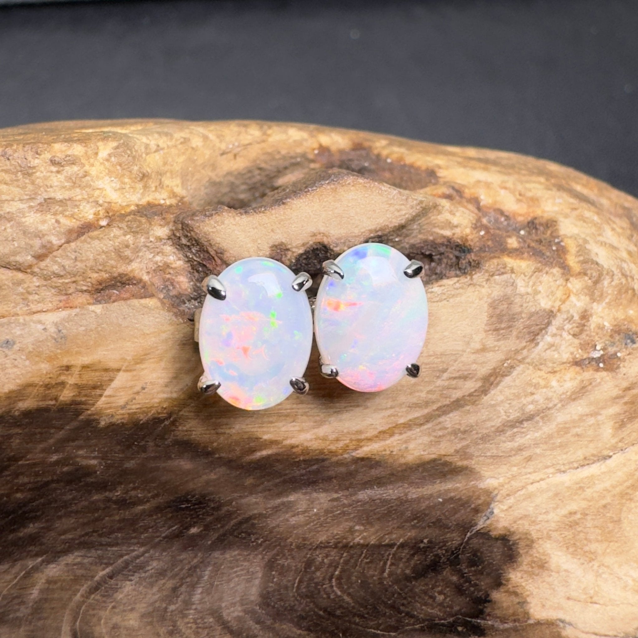 Oodna Glow Studs - 1.6ct Coober Pedy Opal 925 Silver Earrings