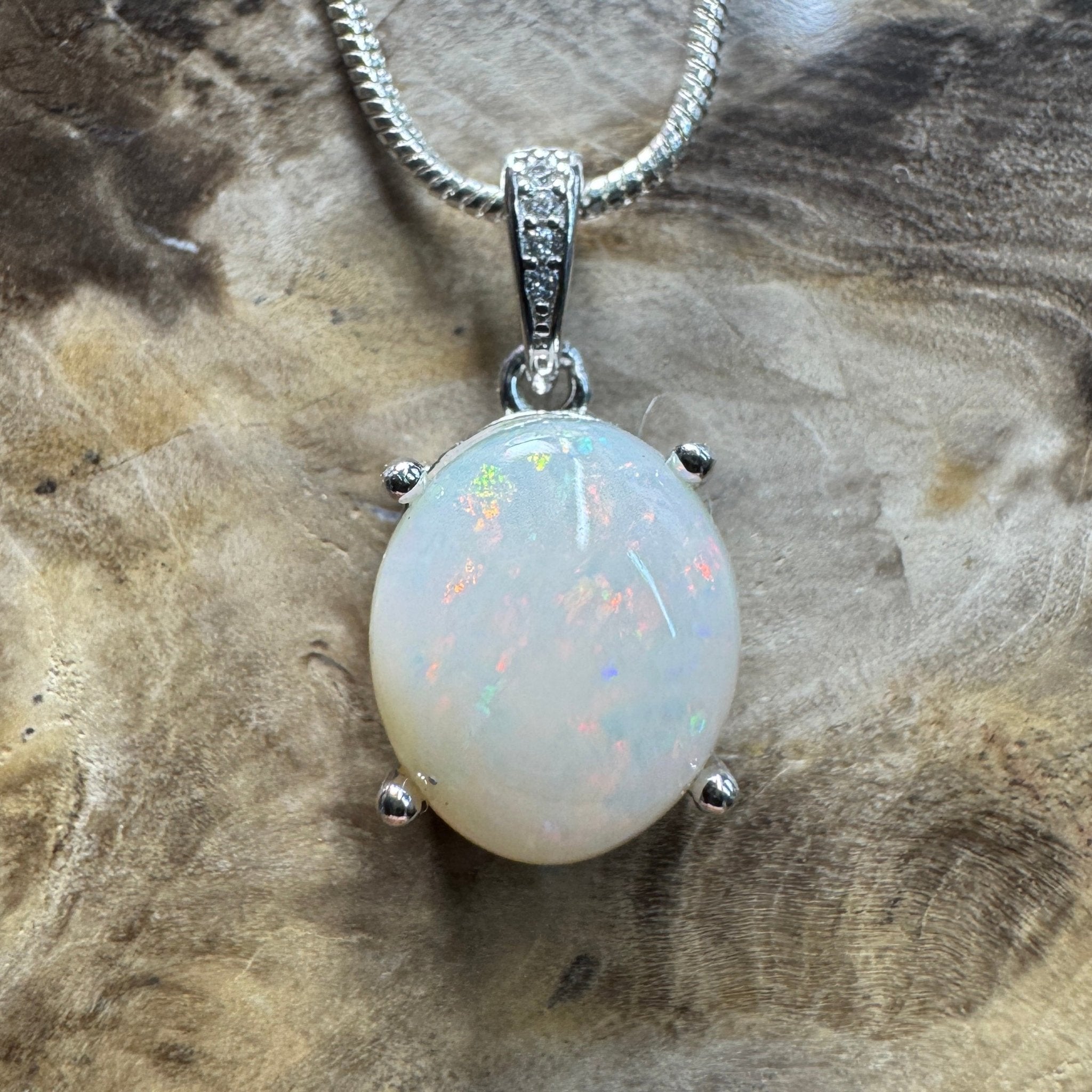 Opal Drift ~ 2.1ct Solid Coober Pedy Opal 925 Sterling Silver Pendant Necklace