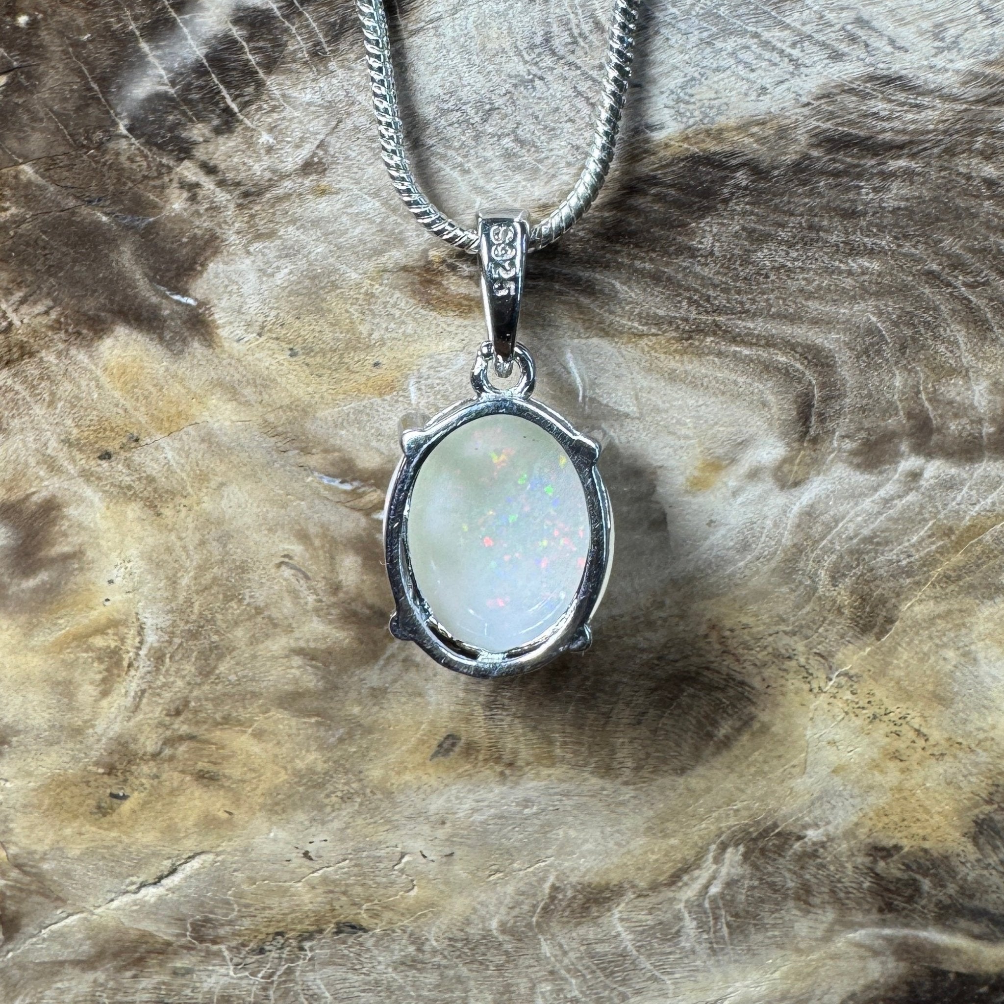 Opal Drift ~ 2.1ct Solid Coober Pedy Opal 925 Sterling Silver Pendant Necklace