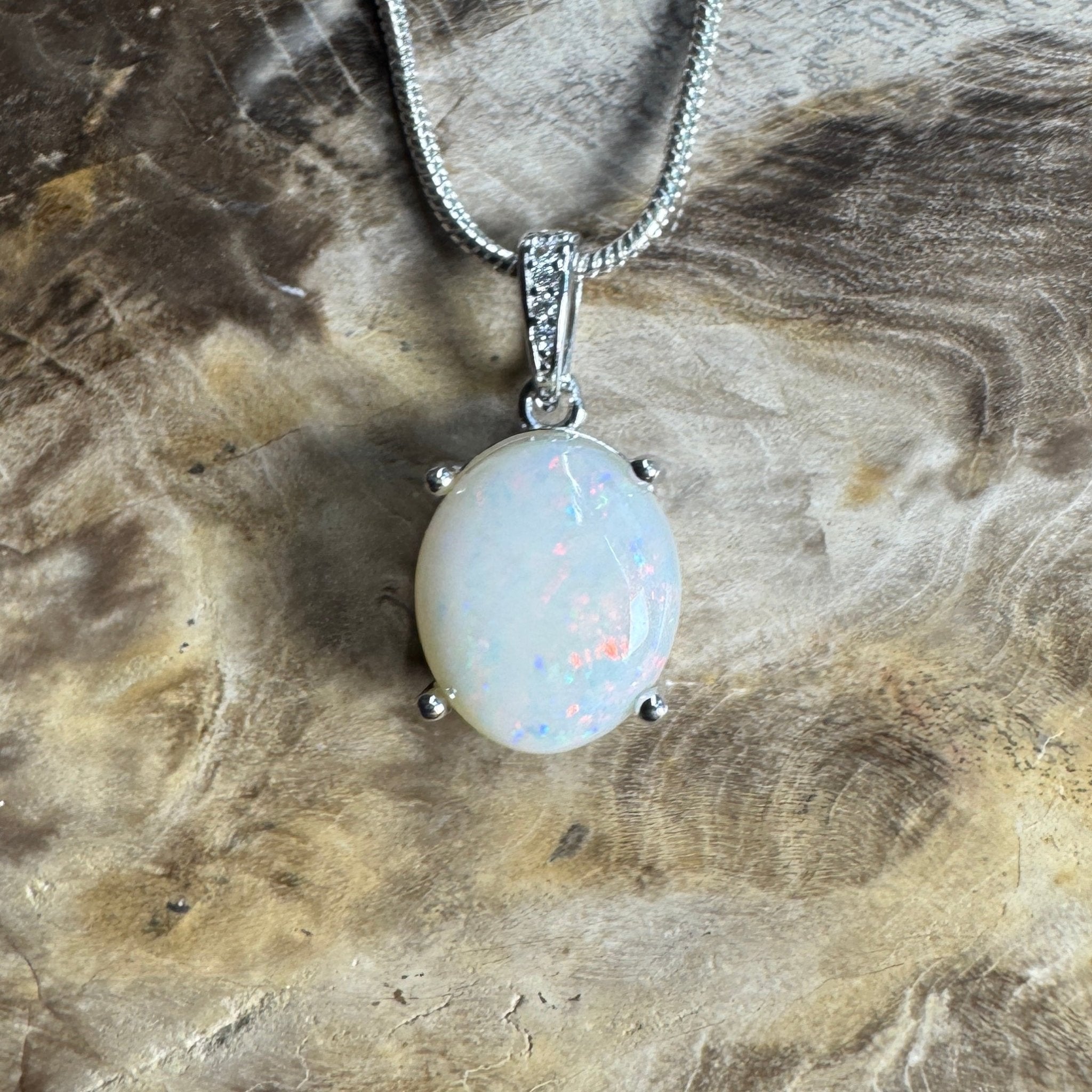 Opal Drift ~ 2.1ct Solid Coober Pedy Opal 925 Sterling Silver Pendant Necklace