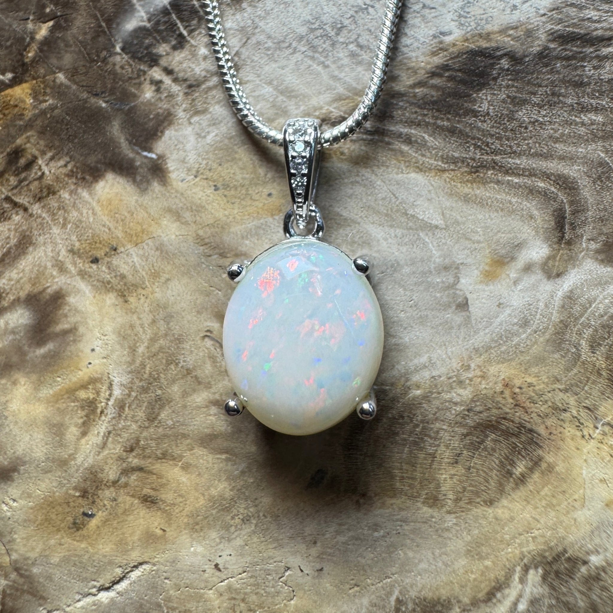 Opal Drift ~ 2.1ct Solid Coober Pedy Opal 925 Sterling Silver Pendant Necklace