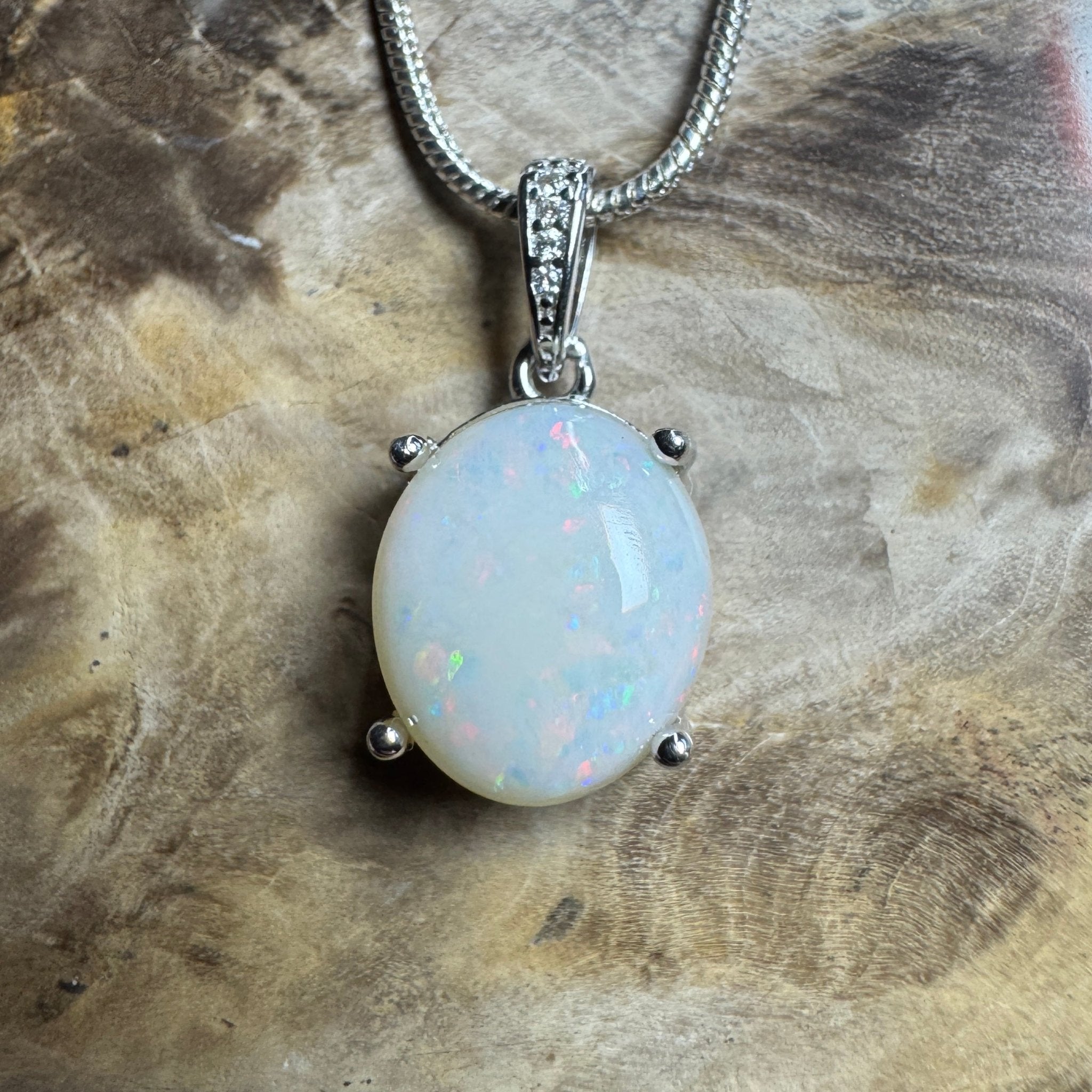 Opal Drift ~ 2.1ct Solid Coober Pedy Opal 925 Sterling Silver Pendant Necklace