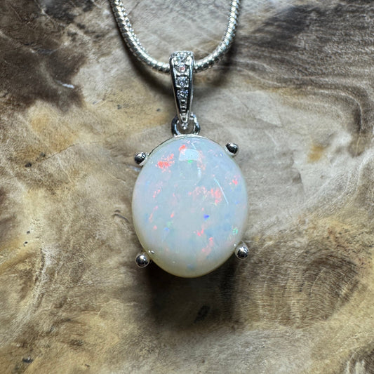 Opal Drift ~ 2.1ct Solid Coober Pedy Opal 925 Sterling Silver Pendant Necklace
