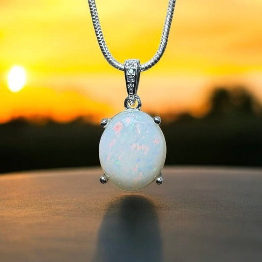 Opal Drift ~ 2.1ct Solid Coober Pedy Opal 925 Sterling Silver Pendant Necklace