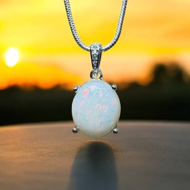 Opal Drift ~ 2.1ct Solid Coober Pedy Opal 925 Sterling Silver Pendant Necklace