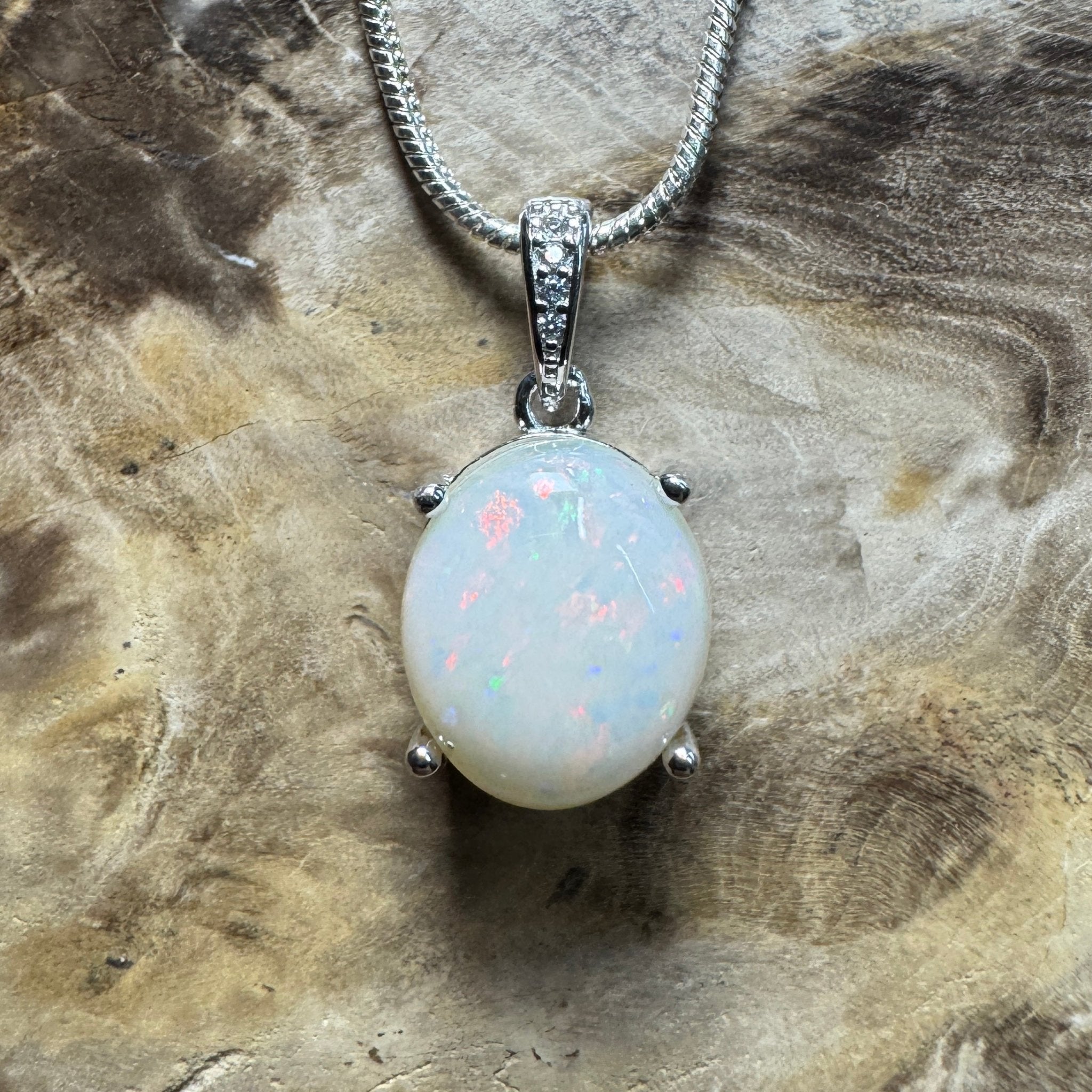 Opal Drift ~ 2.1ct Solid Coober Pedy Opal 925 Sterling Silver Pendant Necklace