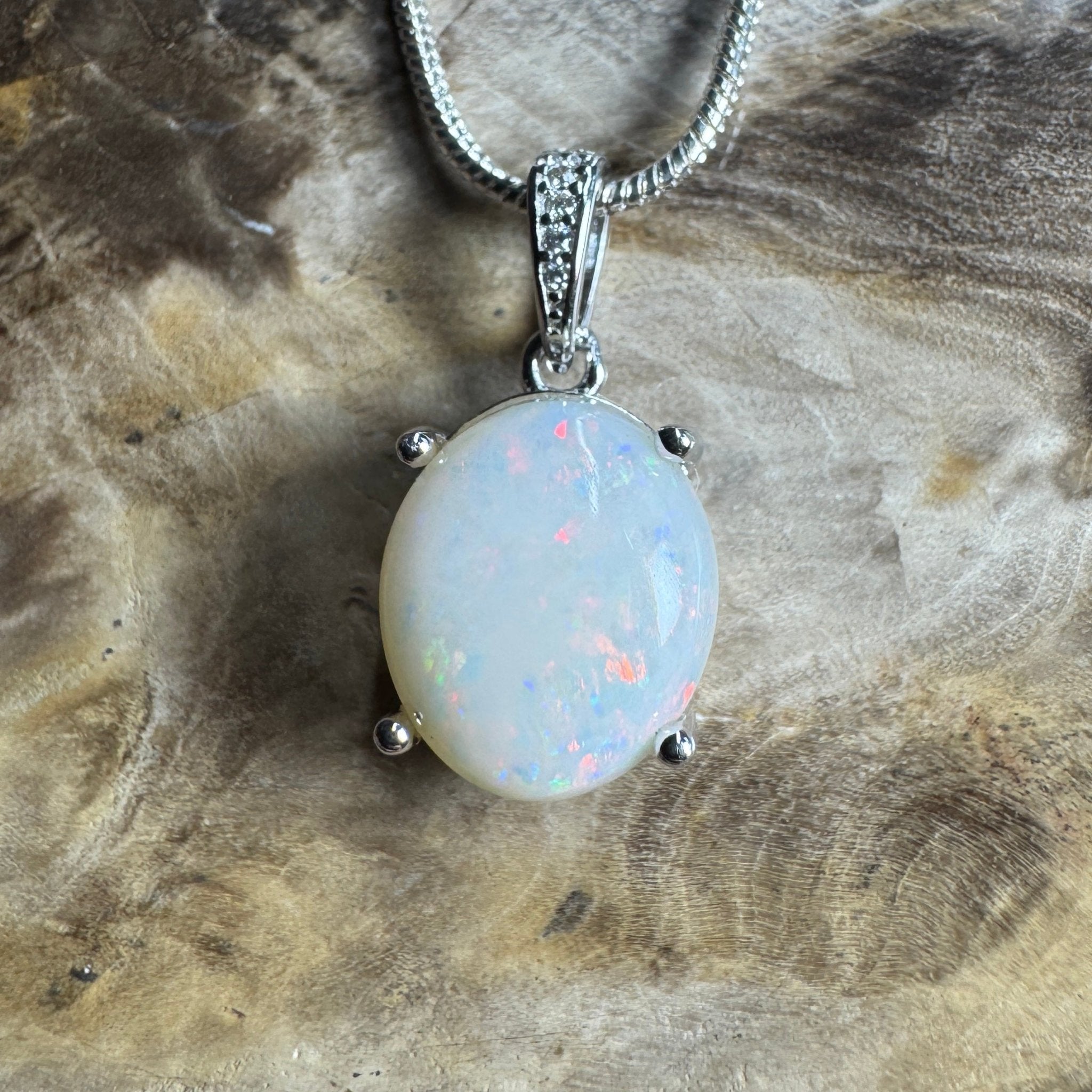 Opal Drift ~ 2.1ct Solid Coober Pedy Opal 925 Sterling Silver Pendant Necklace