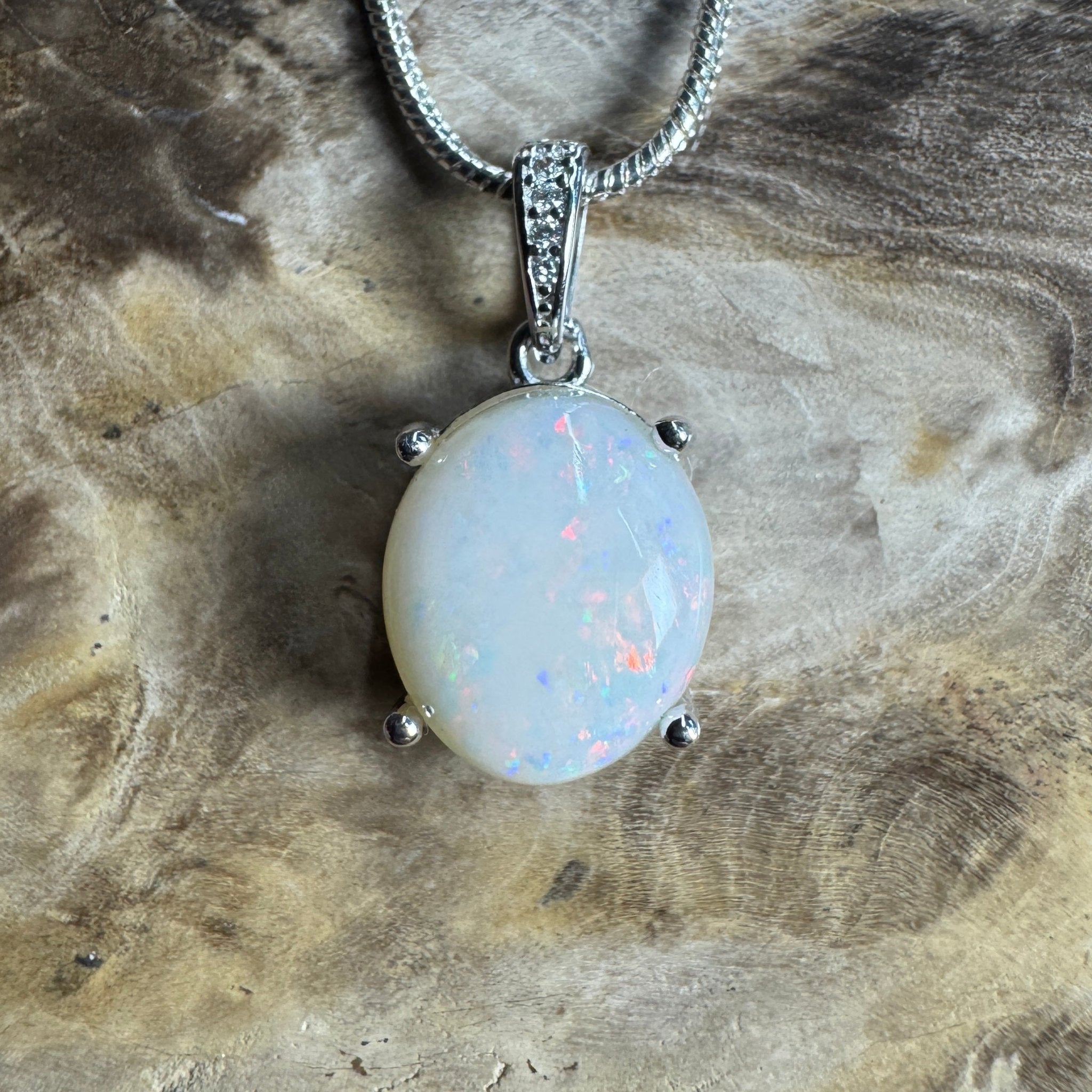Opal Drift ~ 2.1ct Solid Coober Pedy Opal 925 Sterling Silver Pendant Necklace