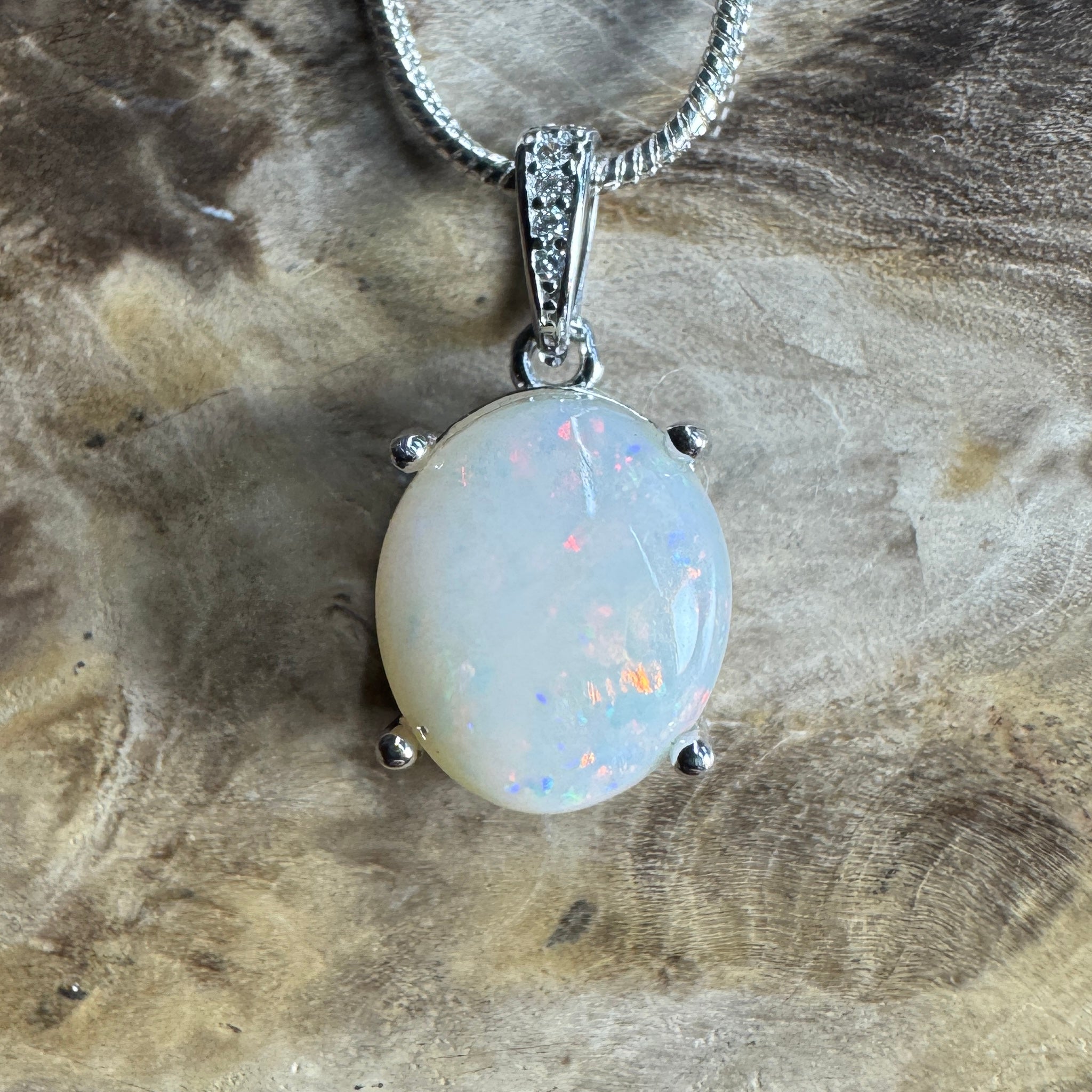 Opal Drift ~ 2.1ct Solid Coober Pedy Opal 925 Sterling Silver Pendant Necklace