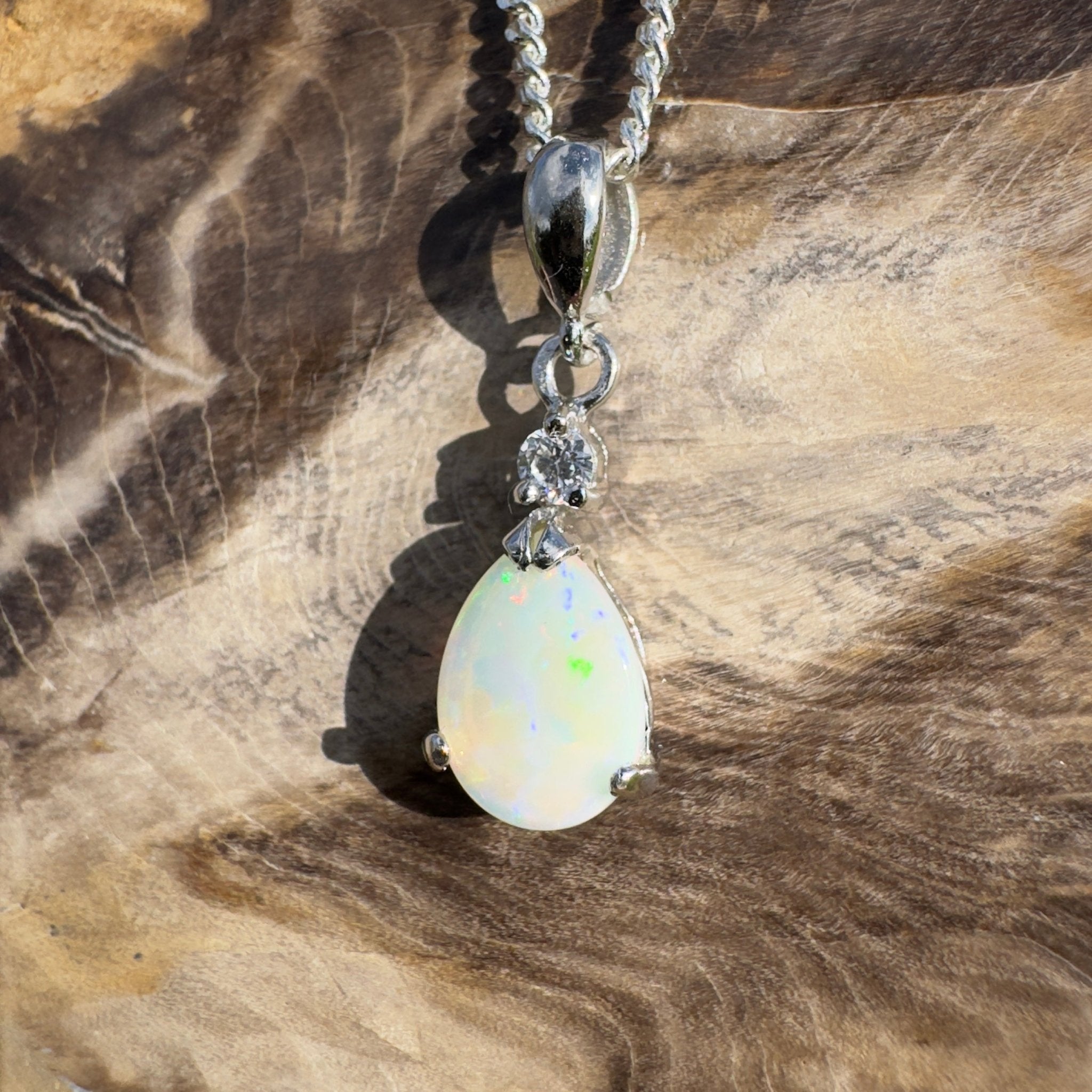 Opal Sky ~ 1.2ct Solid Coober Pedy Opal 925 Sterling Silver Pendant Necklace