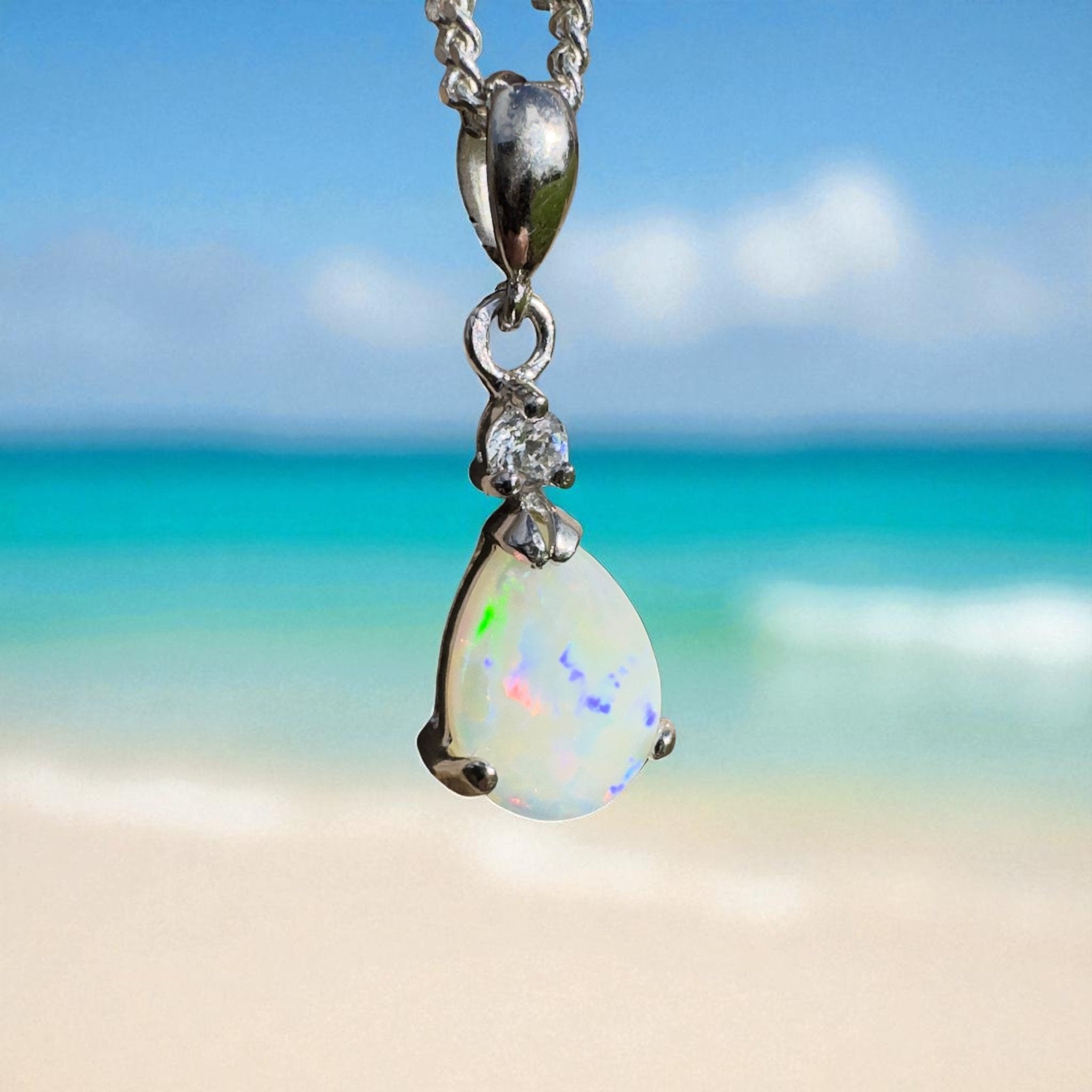 Opal Sky ~ 1.2ct Solid Coober Pedy Opal 925 Sterling Silver Pendant Necklace