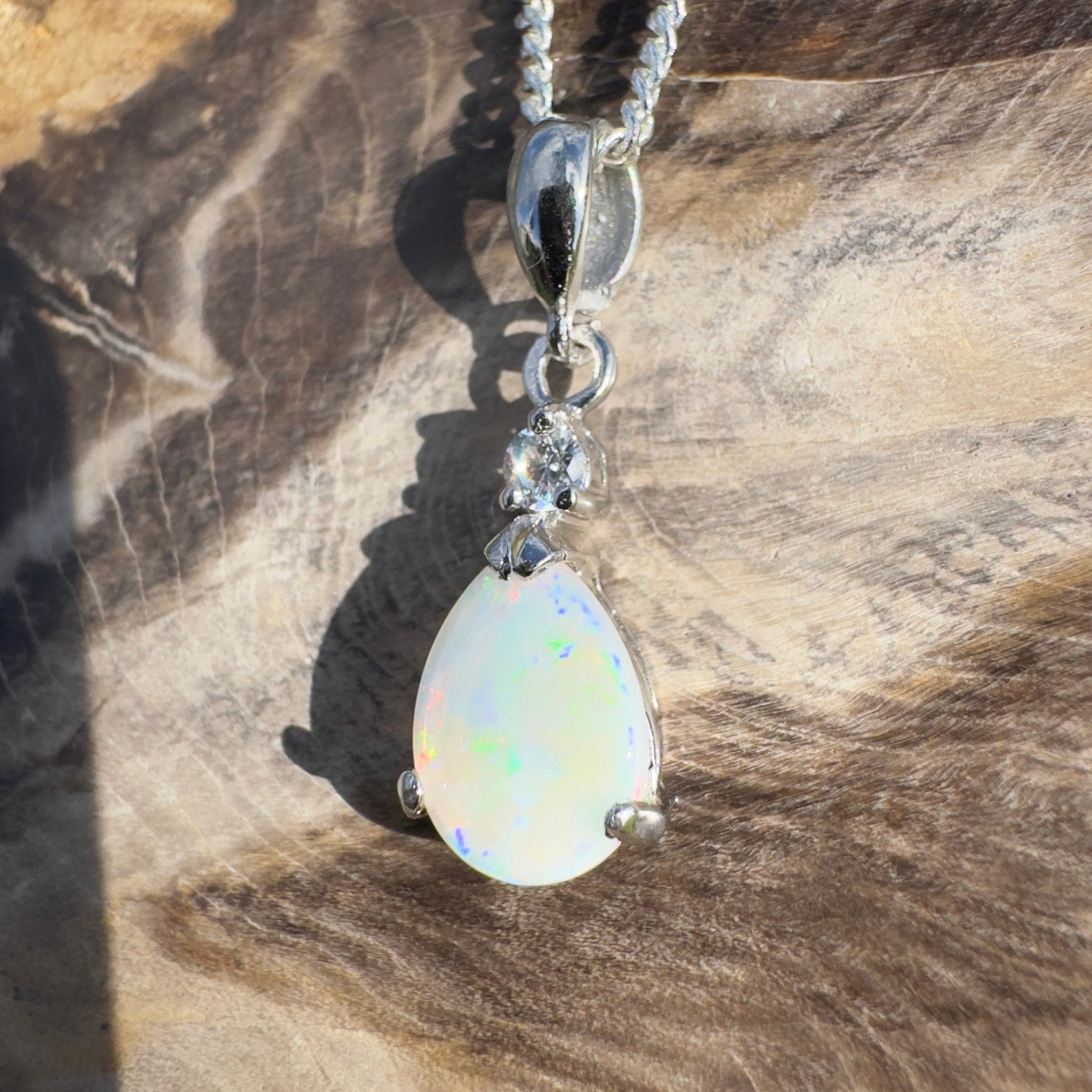 Opal Sky ~ 1.2ct Solid Coober Pedy Opal 925 Sterling Silver Pendant Necklace