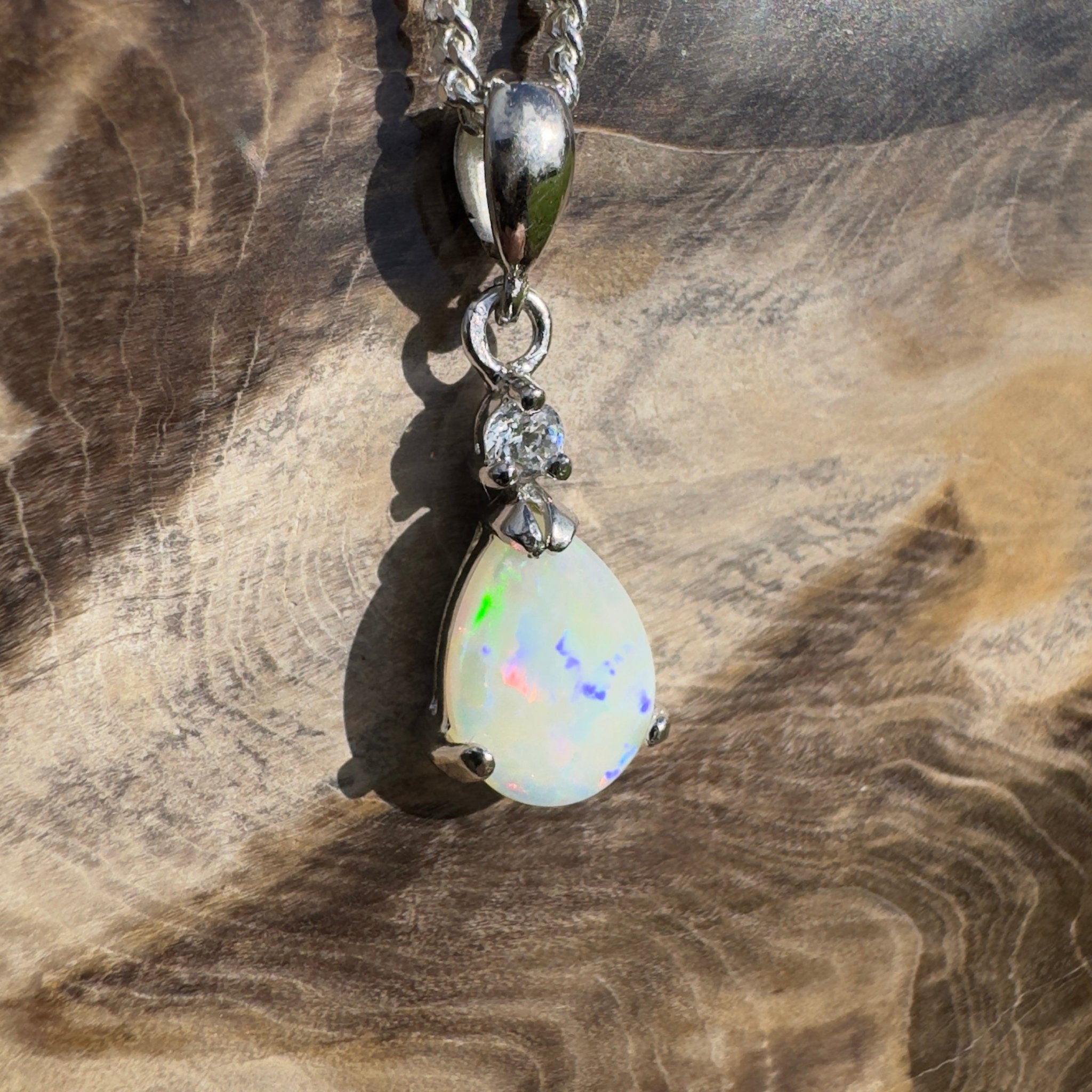 Opal Sky ~ 1.2ct Solid Coober Pedy Opal 925 Sterling Silver Pendant Necklace
