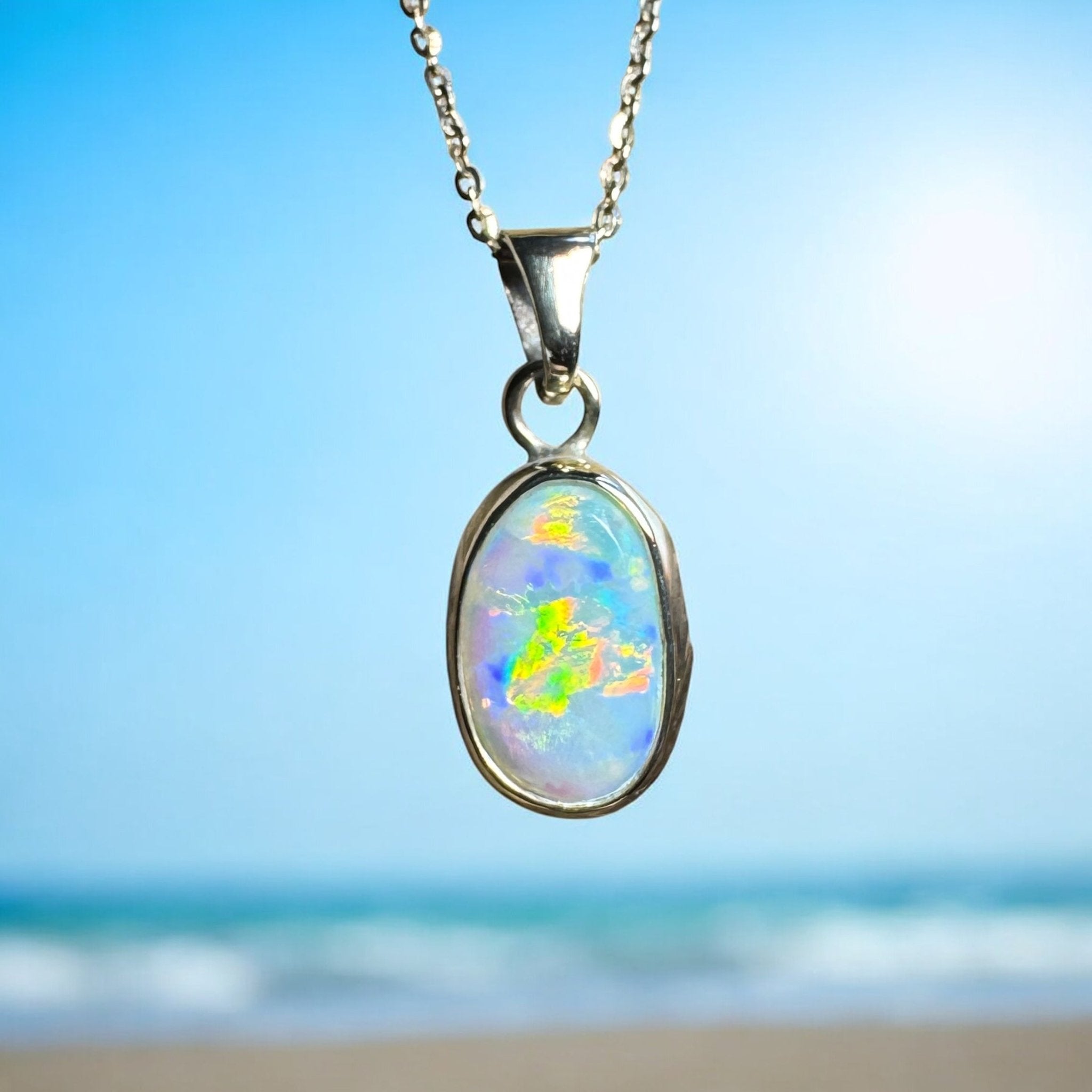 Opal Sky over Lightning Ridge ~ 1.8ct Solid Lightning Ridge Opal 9ct Australian Gold Pendant