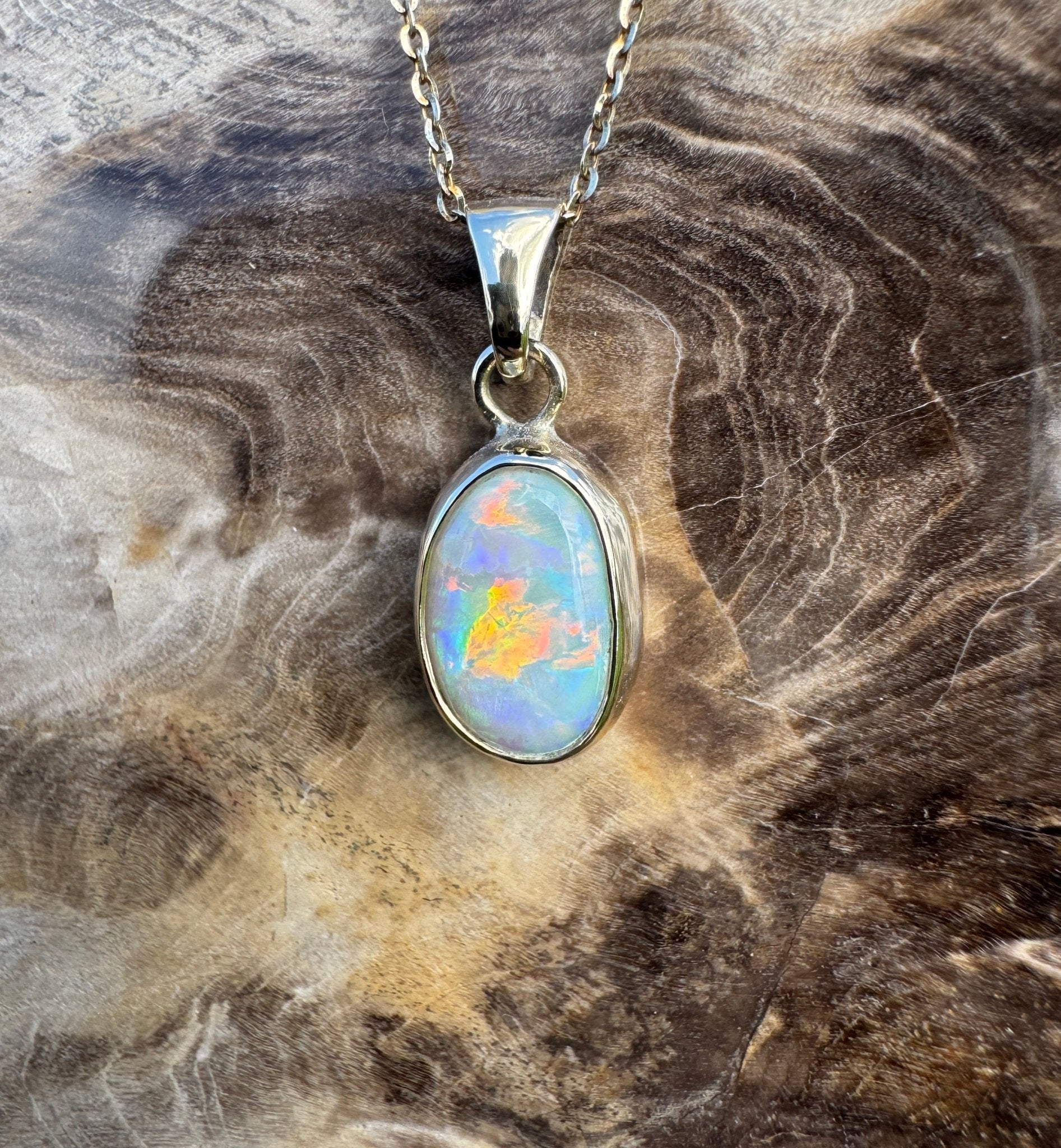 Opal Sky over Lightning Ridge ~ 1.8ct Solid Lightning Ridge Opal 9ct Australian Gold Pendant