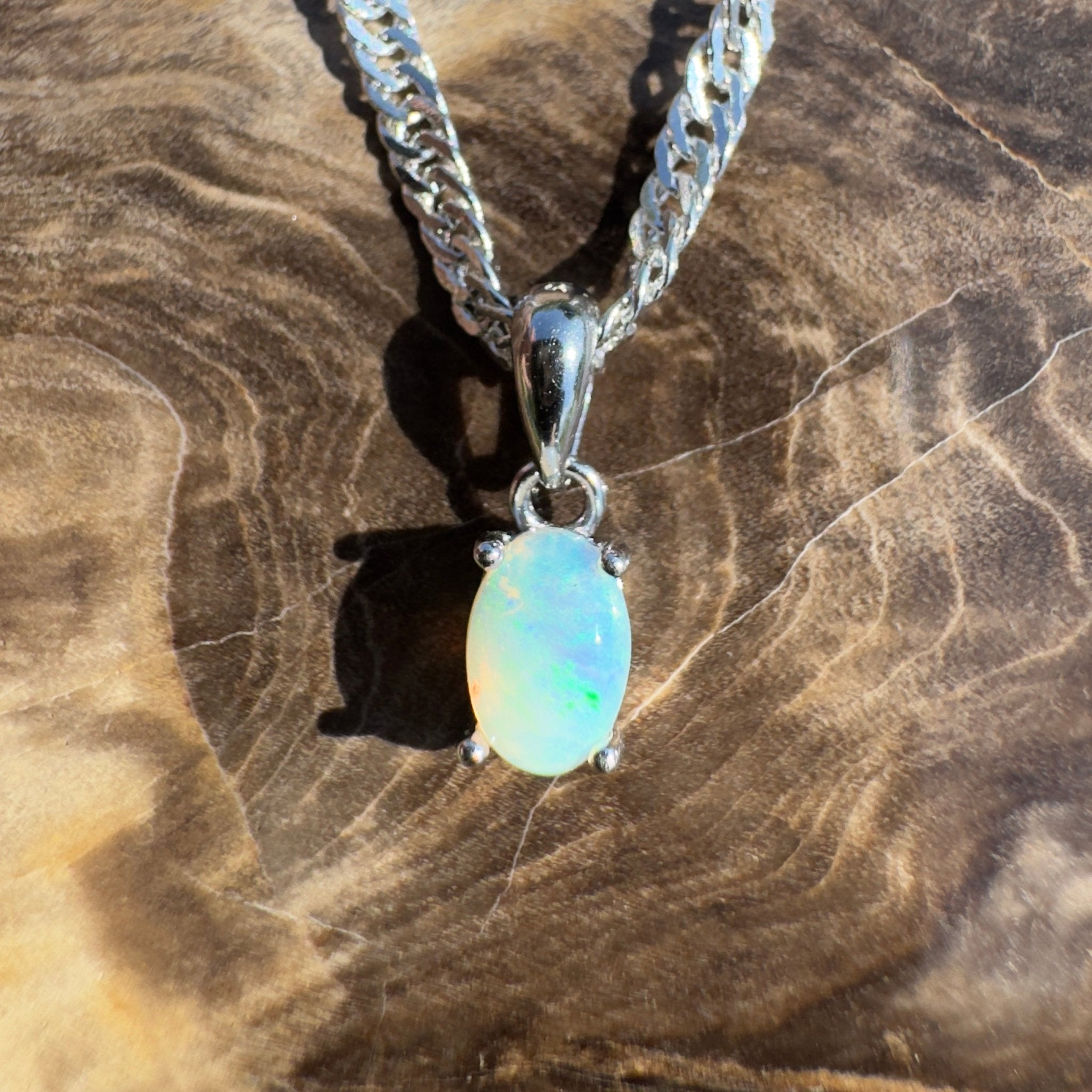 Ormiston Vale ~ 0.3ct Lightning Ridge Opal 925 Silver Pendant