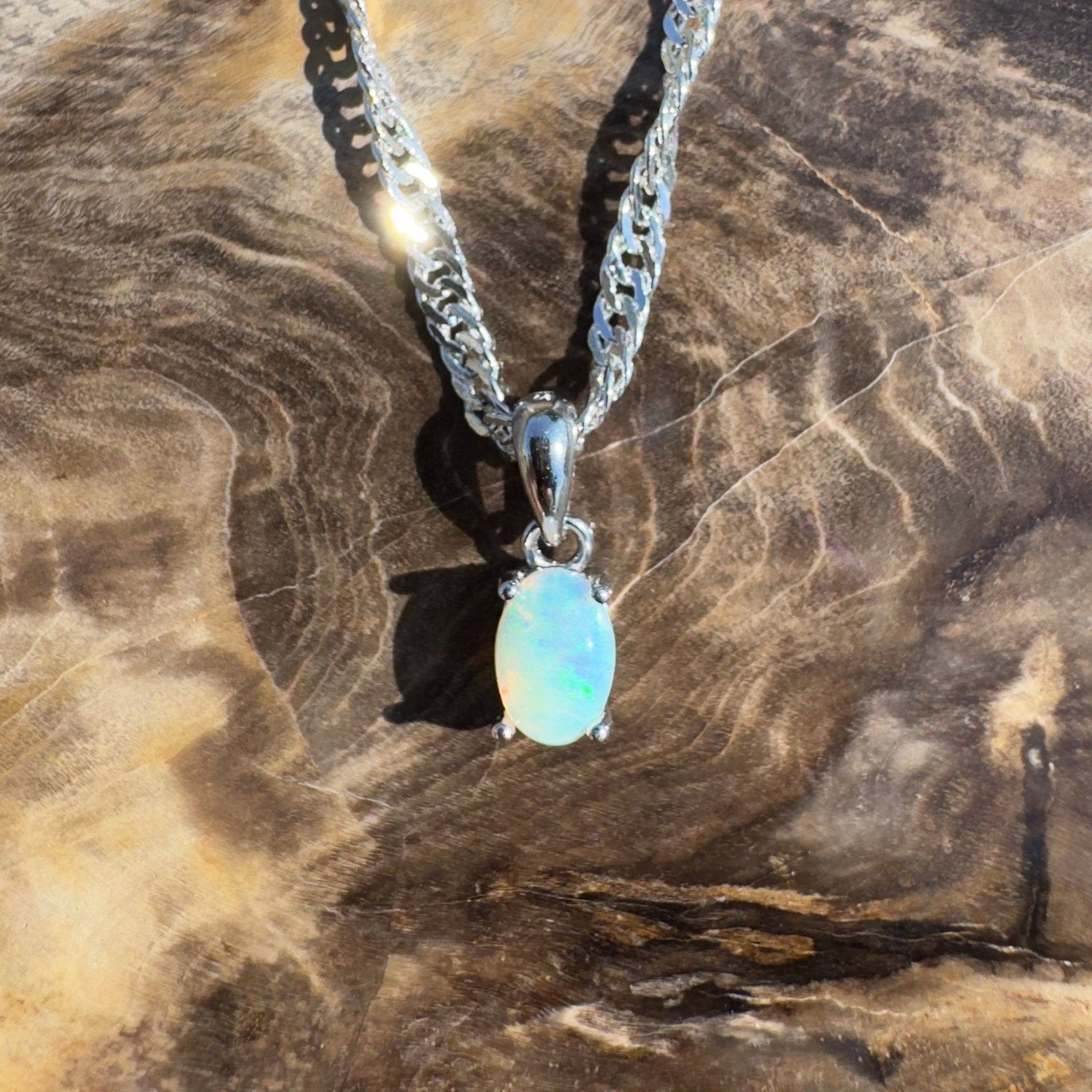 Ormiston Vale ~ 0.3ct Lightning Ridge Opal 925 Silver Pendant
