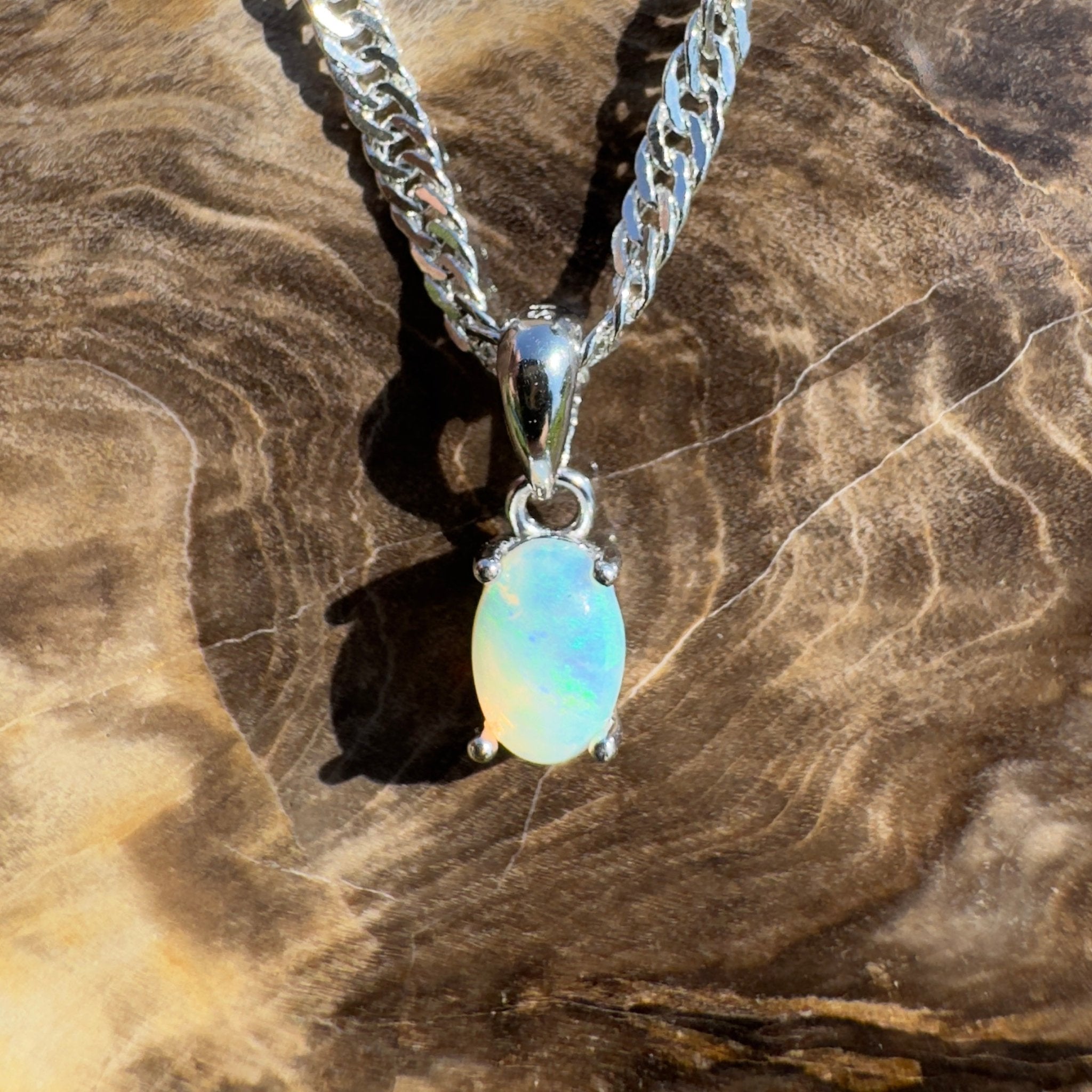 Ormiston Vale ~ 0.3ct Lightning Ridge Opal 925 Silver Pendant