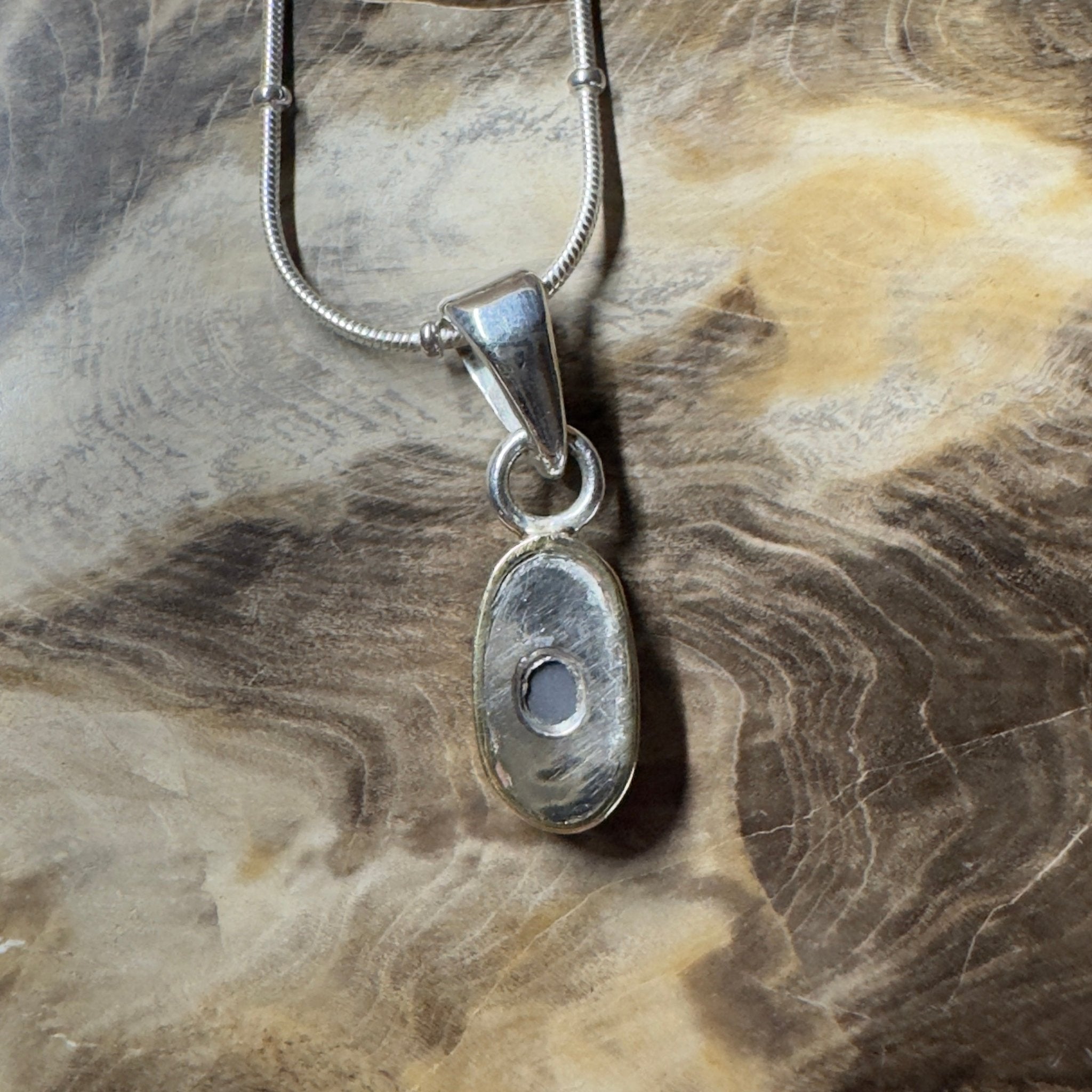 Outback After Dark ~ 1.4ct Solid Lightning Ridge Semi Black Opal Two - tone 9ct Gold and 925 Sterling Silver Pendant Necklace